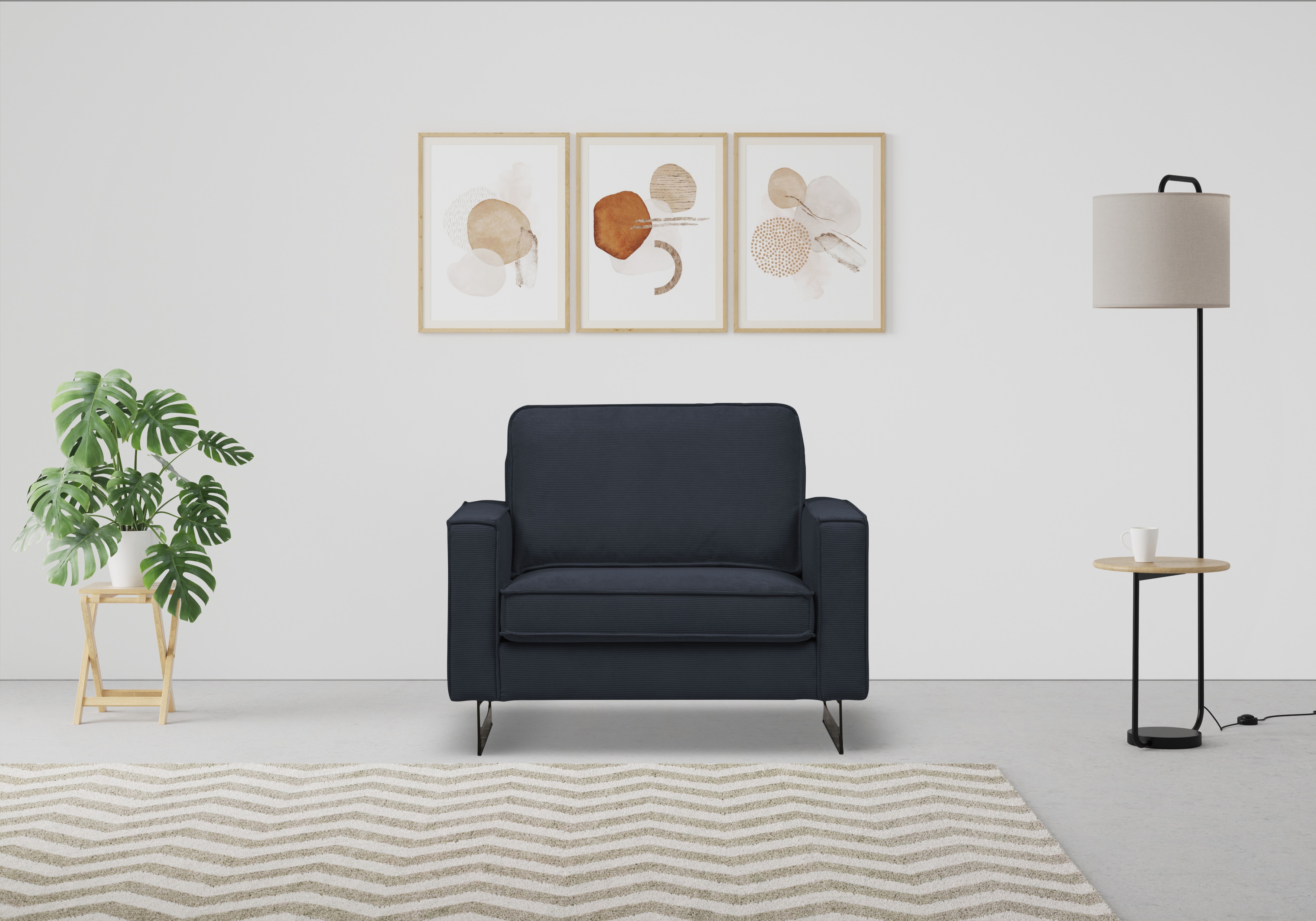 OTTO home Loveseat "Pinto 105 cm, Cord, Chenille, Lederoptik" mit Keder, Metallfüßen und auch in Cord Bezug erhältlich