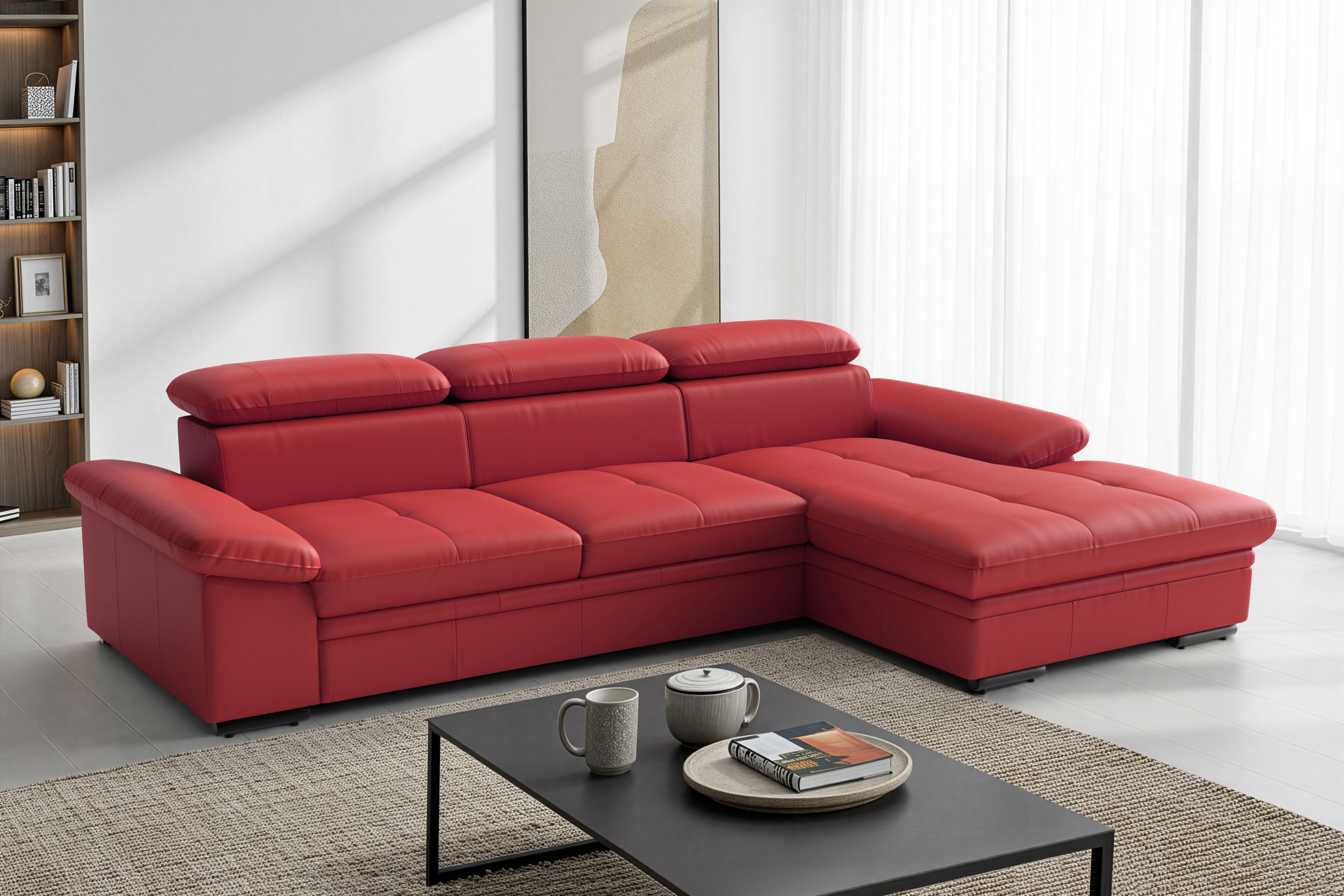 sit&more Ecksofa "Viola, Leder, L-Form, B: 260 cm, mit Armteil- und Kopfteilvertsellung" optional mit Schlaffunktion