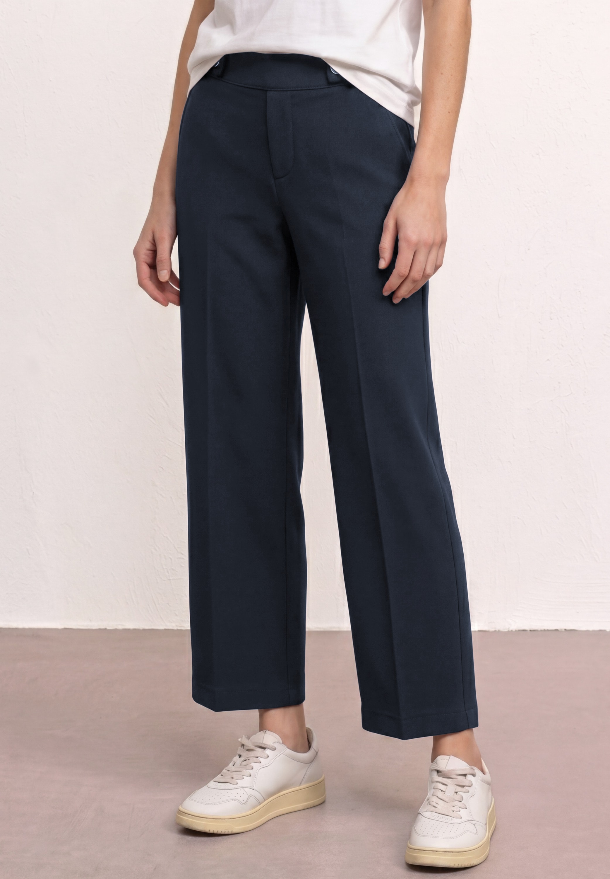 STREET ONE Schlupfhose "mit geradem Bein" Punto di Roma Hose mit Knopfdetail