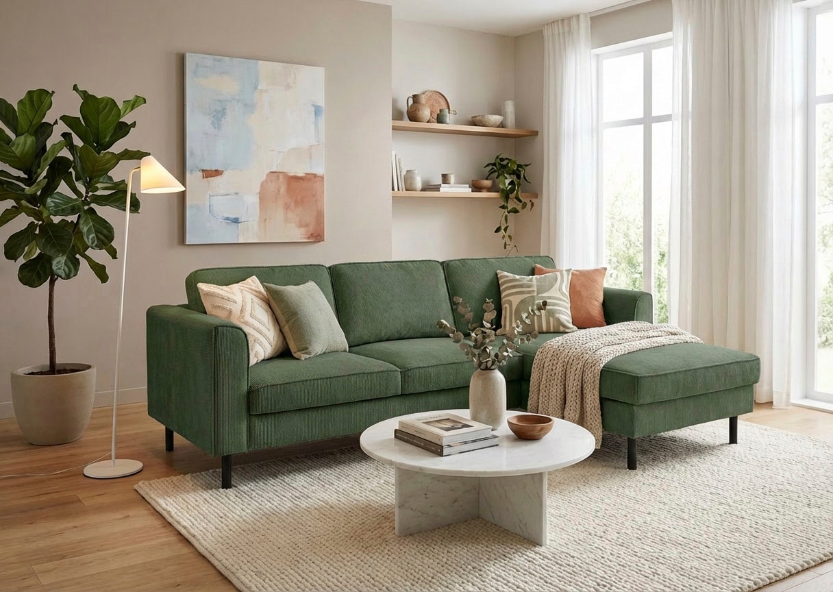 Home affaire Ecksofa "Booster II, whlw. mit Schlaffunktion & Bettkasten, Fuß schwarz" Recamiere beidseitig montierbar,L-Form, in Cord & Struktur LEO o. LINO