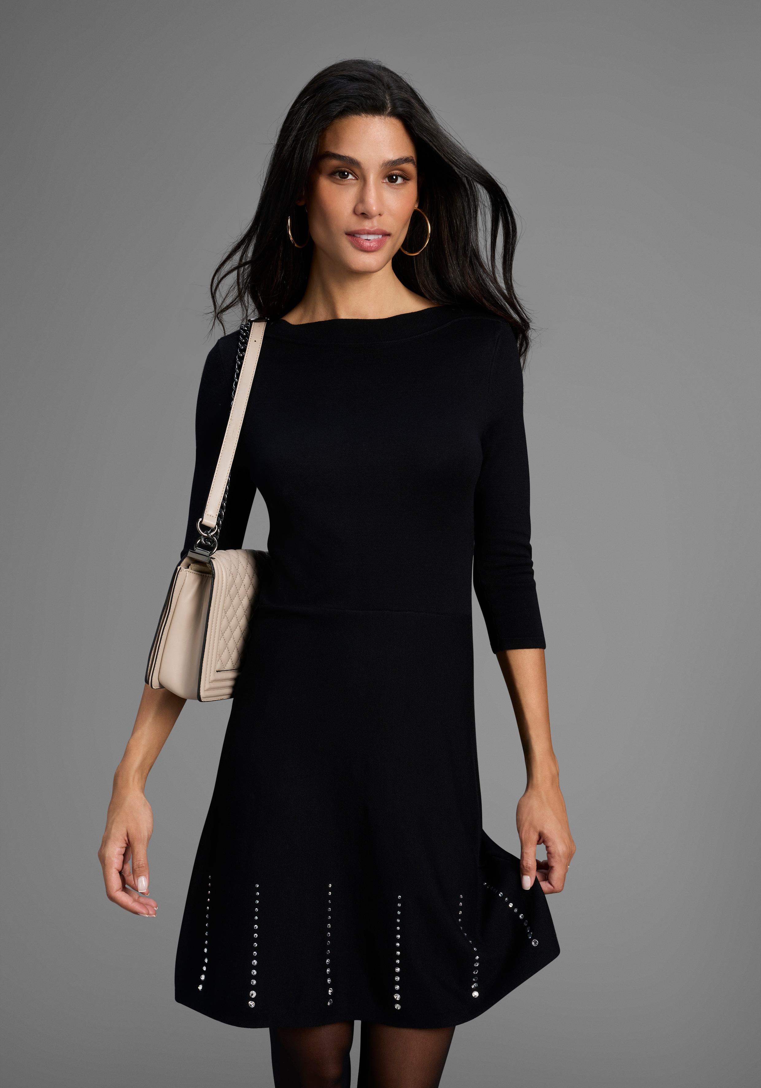 Thumbnail - Bruno Banani Strickkleid Ohne Taschen mit glitzerndem Detail