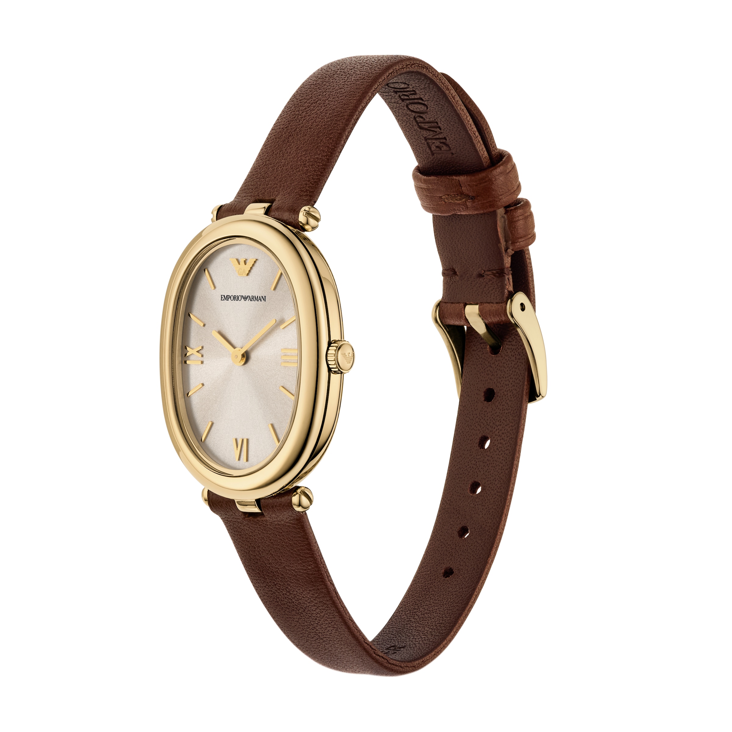 Emporio Armani Quarzuhr, Armbanduhr, Damenuhr, Lederarmband, analog