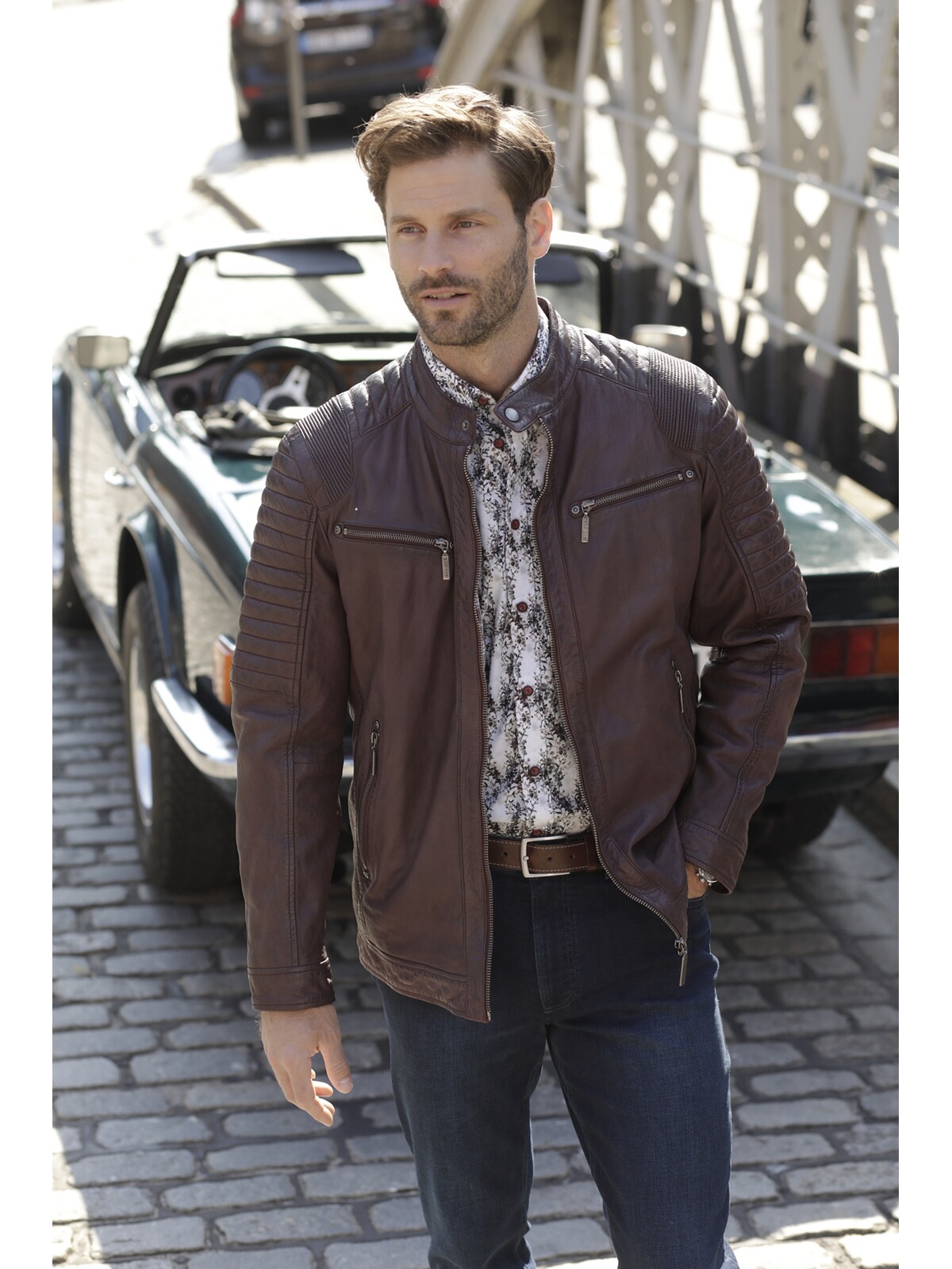 Kurzjacke BABISTA "Lederjacke SIRENETTO", Herren, Gr. 60, rot (braun), Obermaterial: 100% Lederfaserstoff LEAFIBTEX., Jacken Kurzjacke 2
