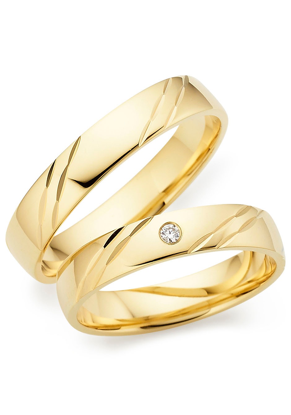 PHÖNIX Damen Trauring "Schmuck", 62, 0,02 SI = kleine Einschlüsse mit Brillant, Gelbgold 333, 4mm, gold, Gelbgold 333, Fingerringe, Made in Germany