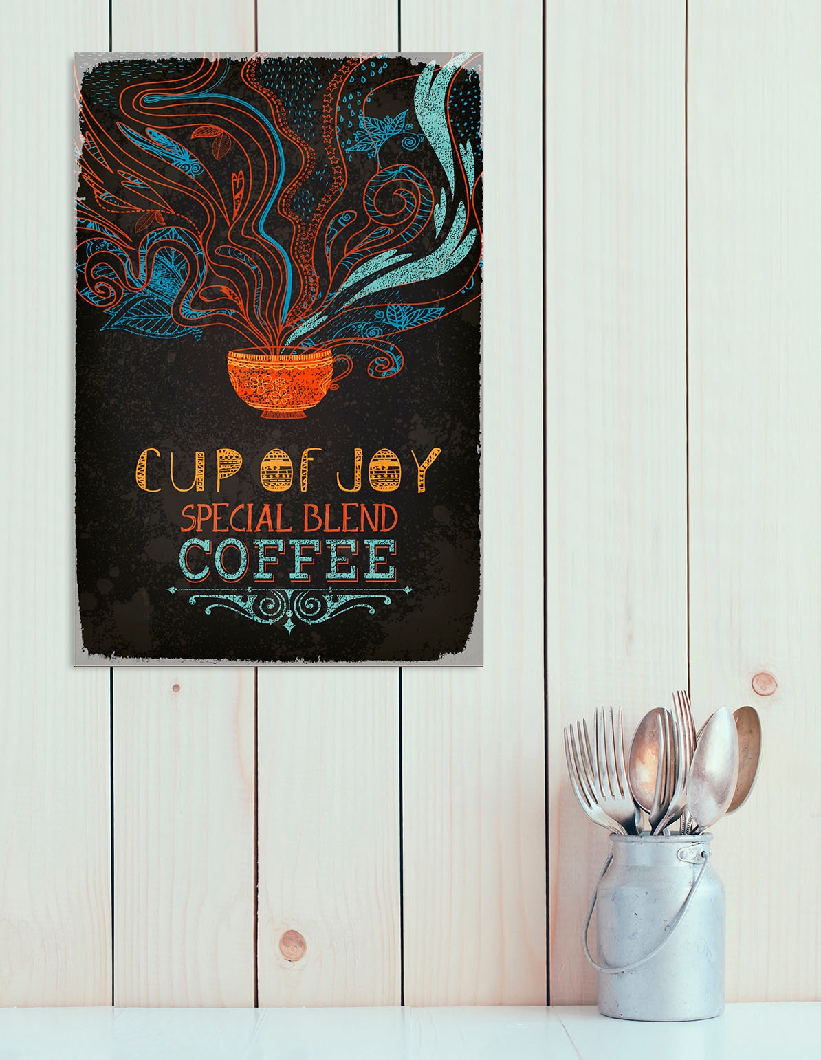 queence Metallbild "Cup of Joy", Schriftzüge-Schriftzug-Getränke, (1 St.), günstig online kaufen