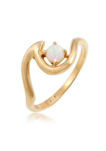 Fingerring »Welle Wave Maritim Synthetischer Opal 925 Silber«