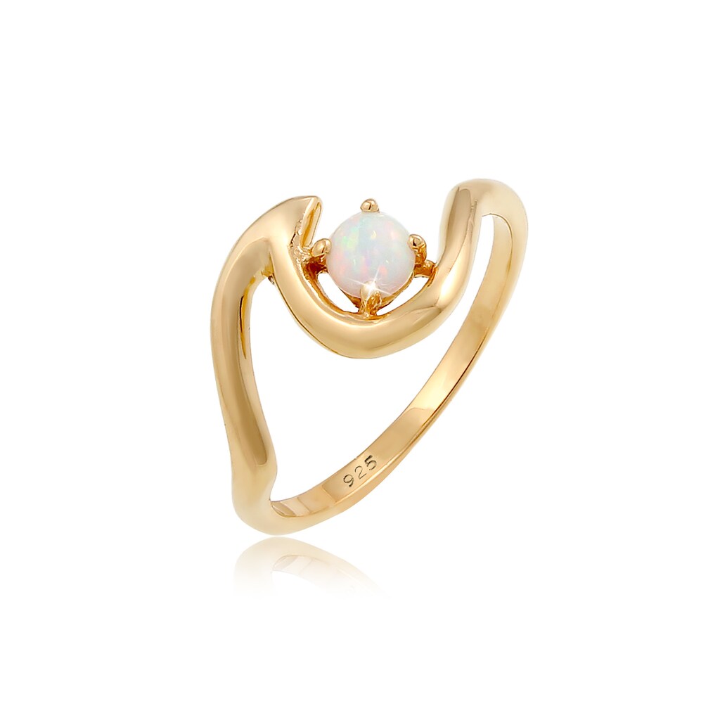 Elli Fingerring »Welle Wave Maritim Synthetischer Opal 925 Silber«