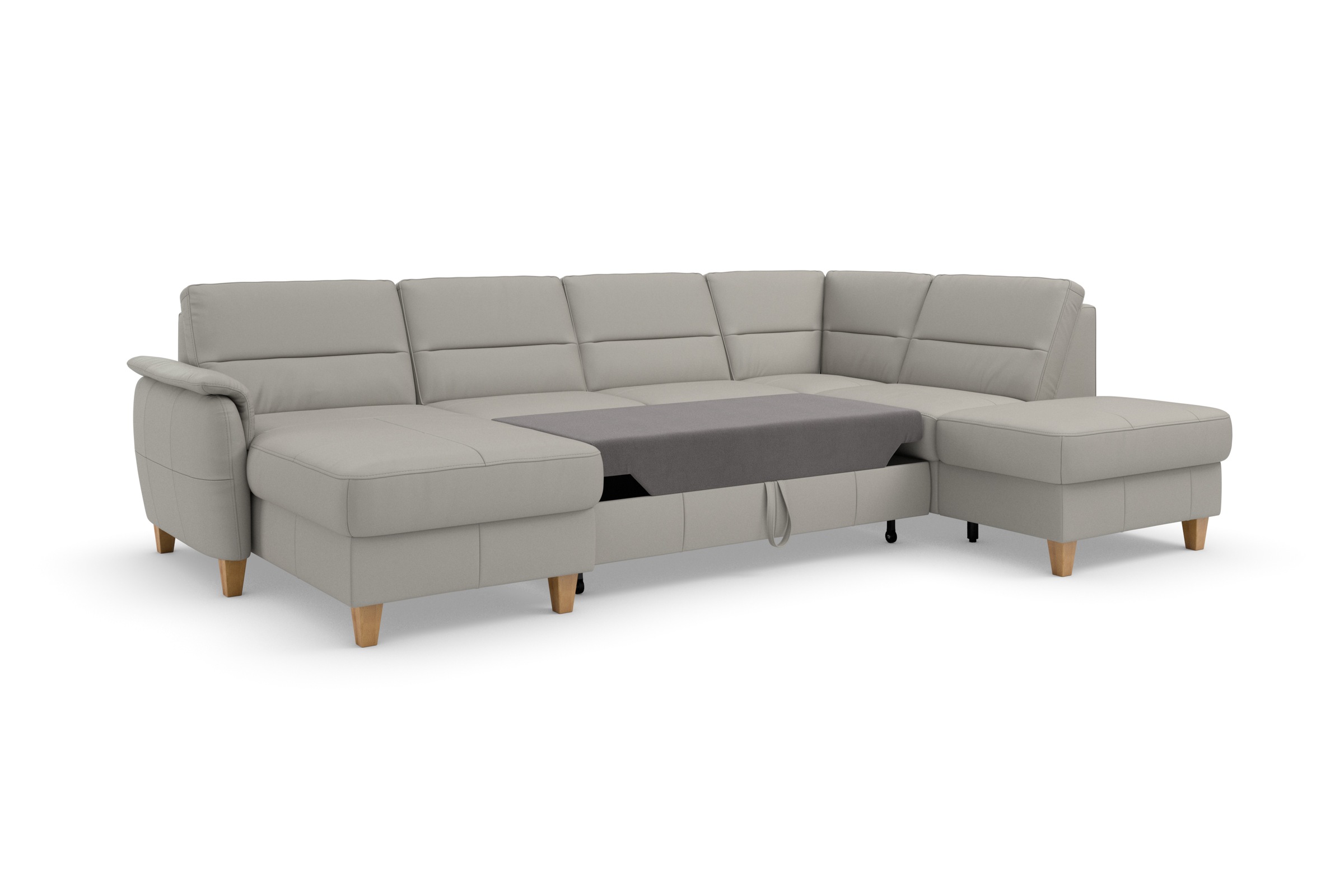 Home affaire Wohnlandschaft »Palmera U-Form, B: 308 cm«, optional Bettfunktion & Bettkasten, Federkern