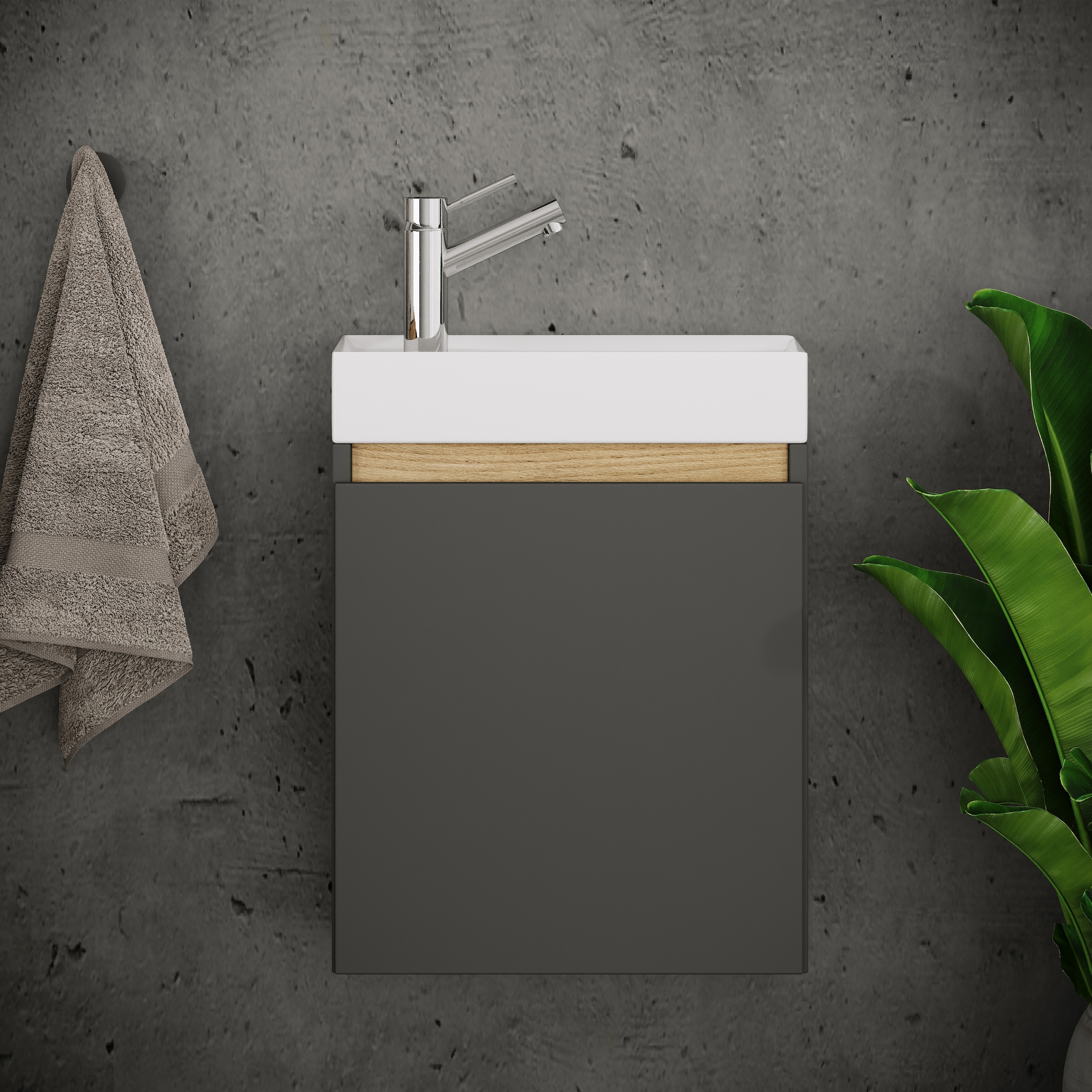 VCM Waschtisch »2 tlg. Hängeschrank Gäste-WC Waschbecken Softclose Cosila« 2 Stk. tlg.