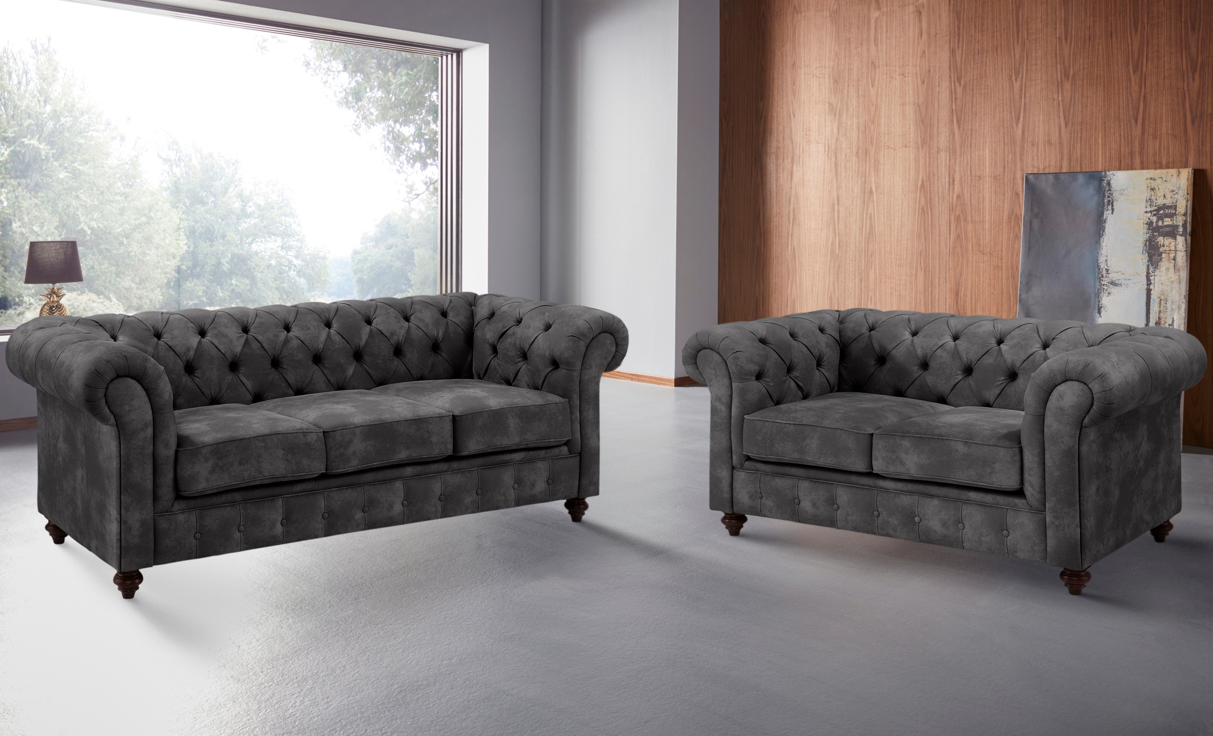 Home affaire Sitzgruppe »Chesterfield«, (2 tlg.), hochwertige Knopfheftung, bestehend aus 2- und 3-Sitzer