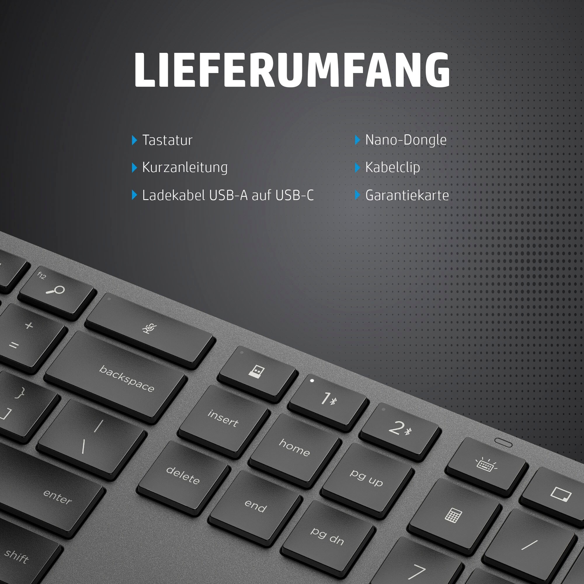 HP Wireless-Tastatur »975«, (Fn-Tasten-Ziffernblock-Windows-Sperrtaste)