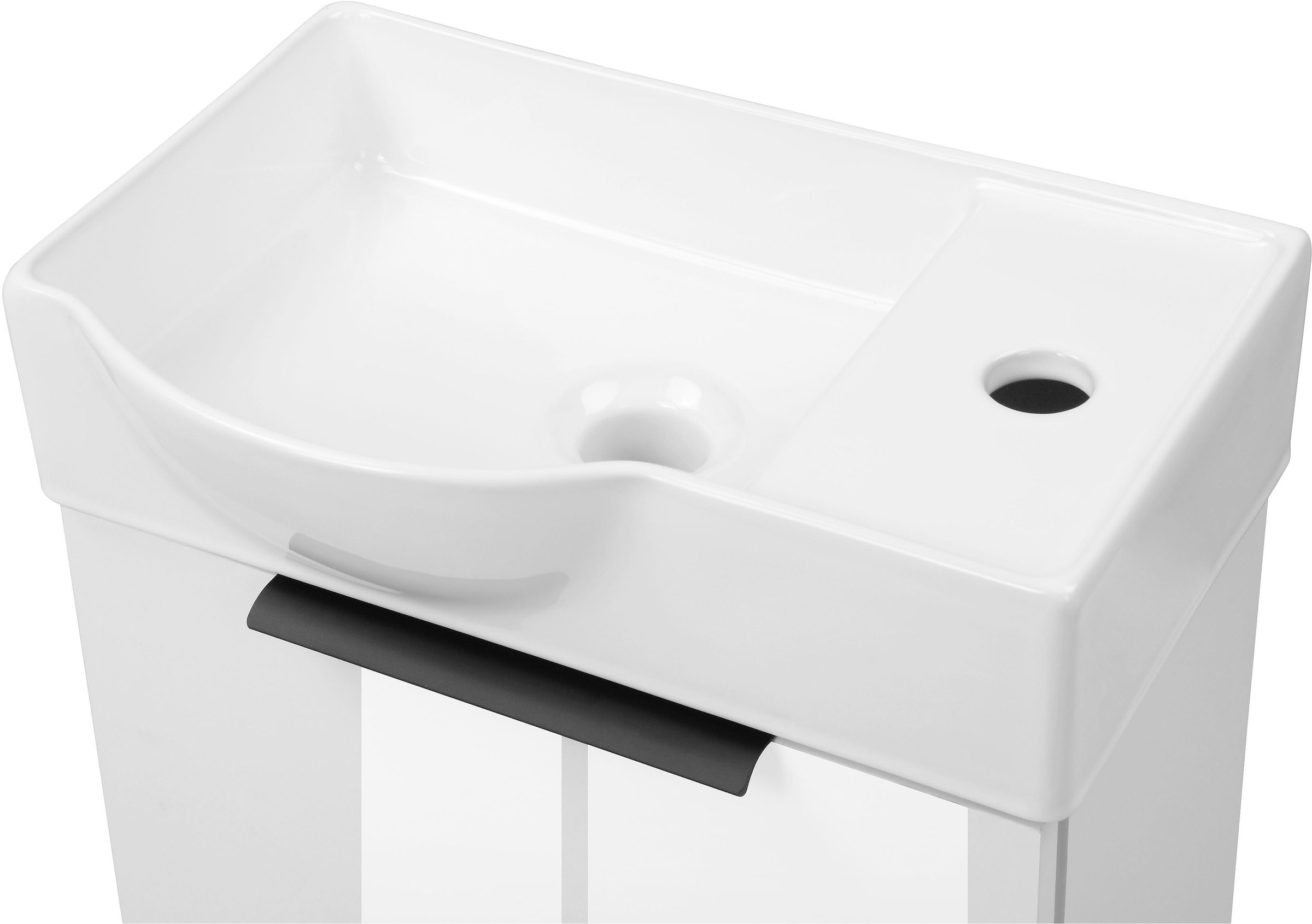 welltime Badmöbel-Set »Sienna Gästebad platzsparend«, (Komplett-Set, 3 St., 3-teilig), Möbelset Badezimmer, 3-teilig, hochglanz 41 cm, weiß, Softclose
