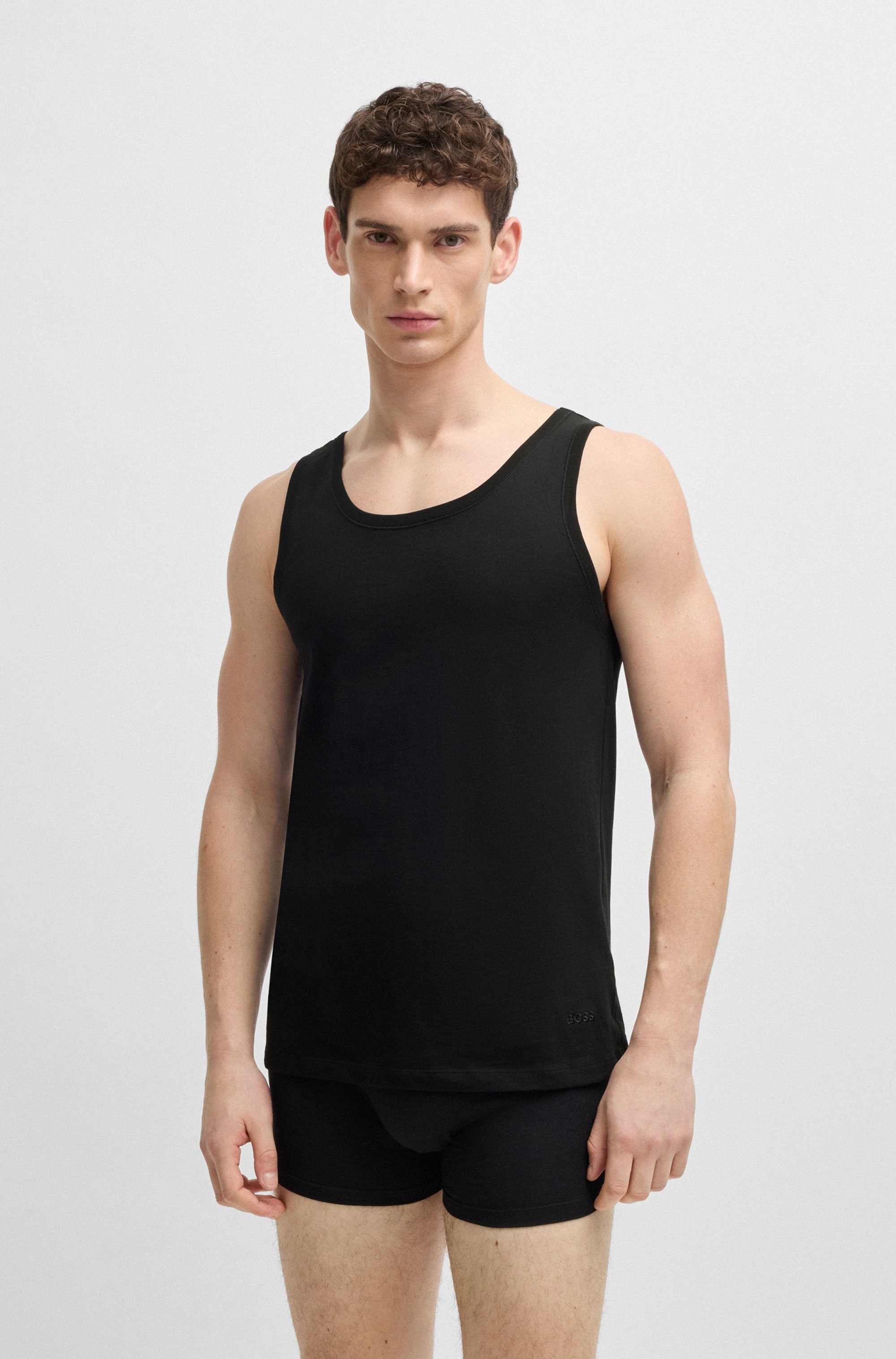 BOSS Unterhemd »Tank Top 3P CO«, (Packung, 3 St.), mit Rippbündchen