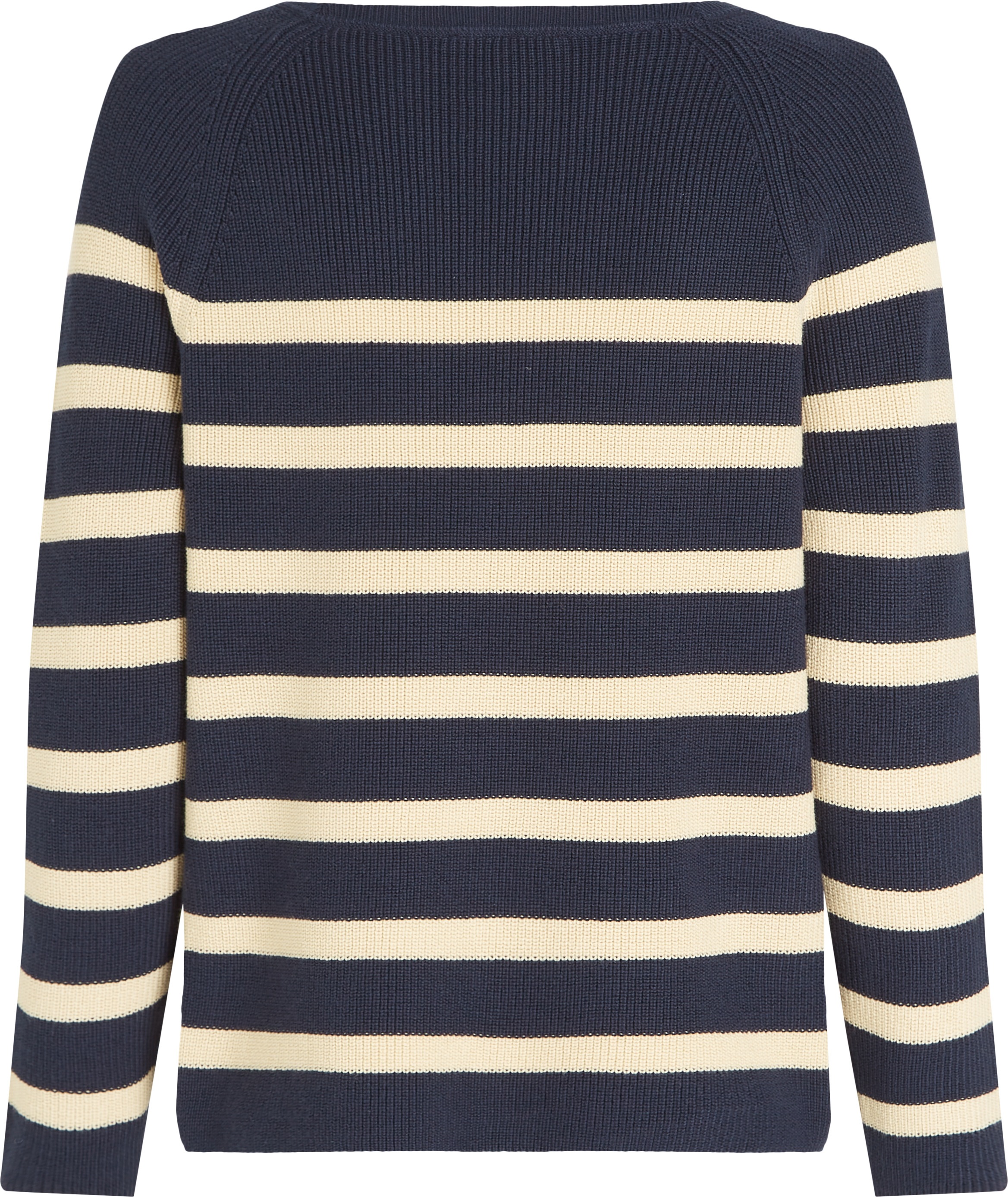 Tommy Hilfiger Strickpullover »CO CARDI FINE GG LS BOAT-NK SWT«, mit Raglanärmel, Logostickerei