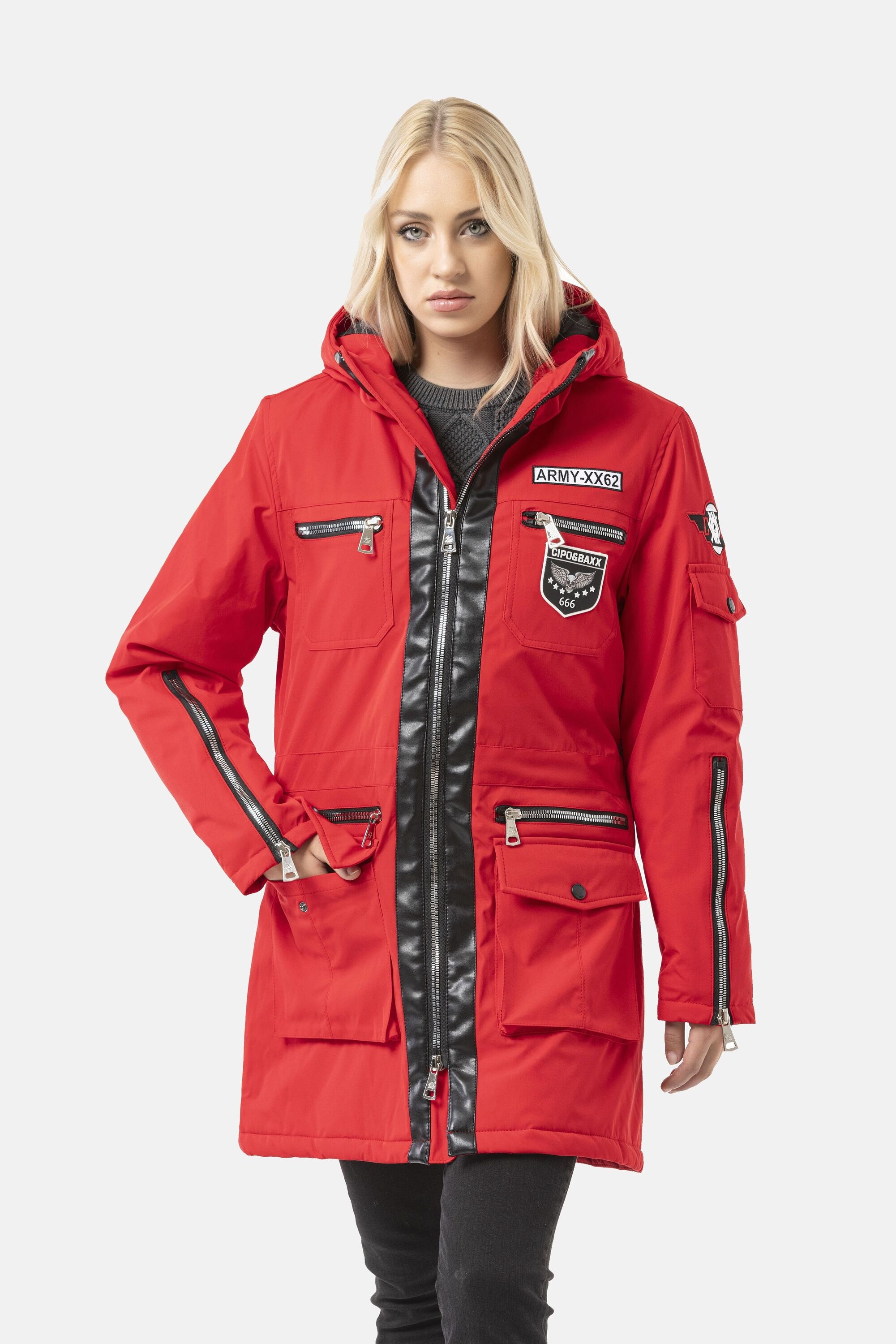 Cipo & Baxx Winterjacke "WM144" mit Kapuze mit Zipper-Details günstig online kaufen