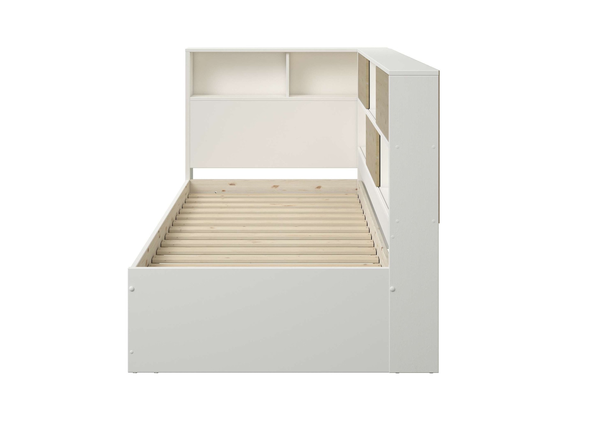 Home affaire Stauraumbett »Amance, Massivholz mit MDF, viel Stauraum, ideal für kleine Räume«, (Außenmaße B/T/H: 110,2/220,1/106,9 cm), FSC® zertifiziert, inklusive Lattenrost, Made in EU