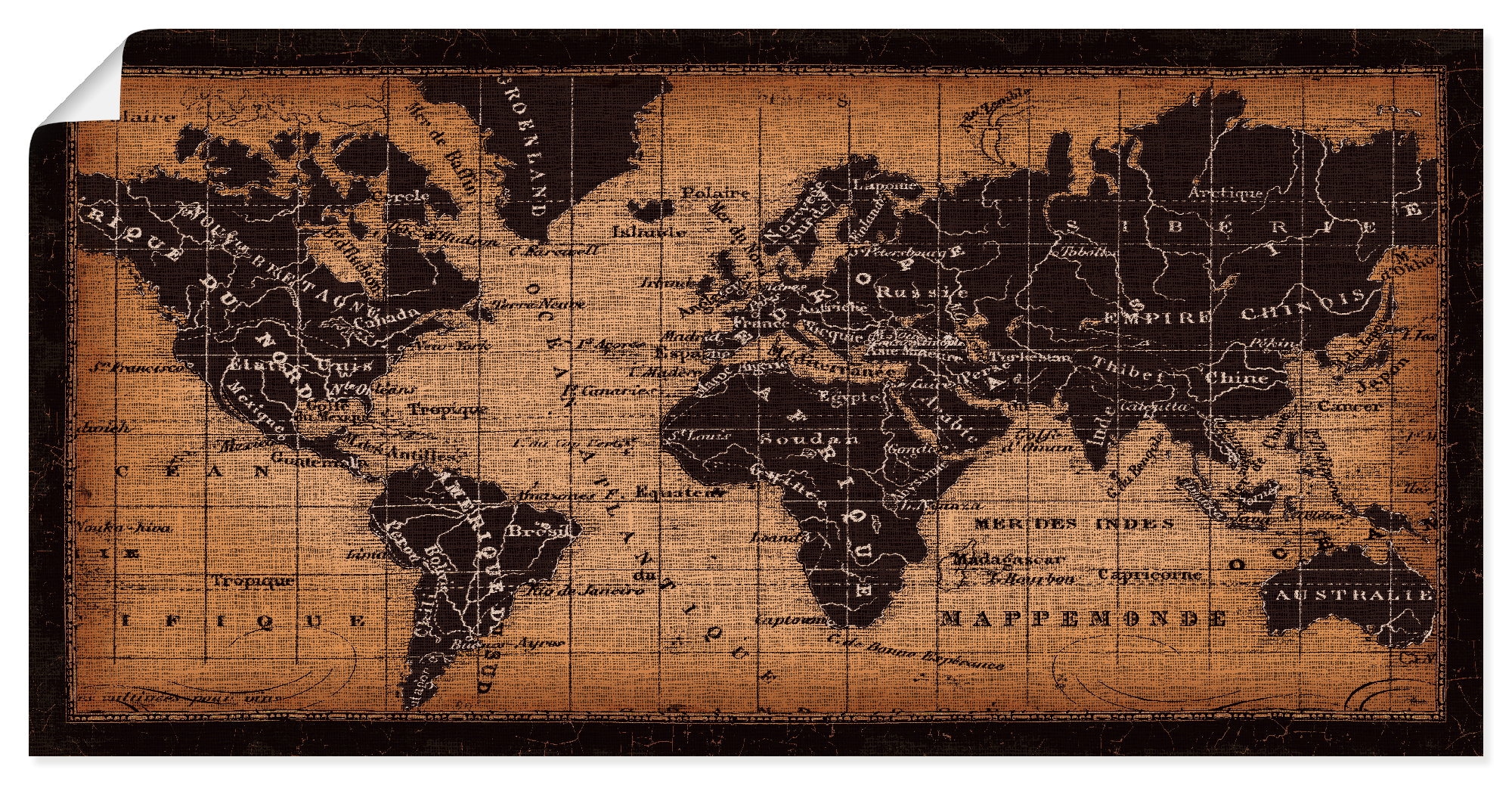 Größen St.), Weltkarte«, (1 BAUR Landkarten, als Leinwandbild, Wandbild kaufen Artland Wandaufkleber | in versch. oder »Alte Poster
