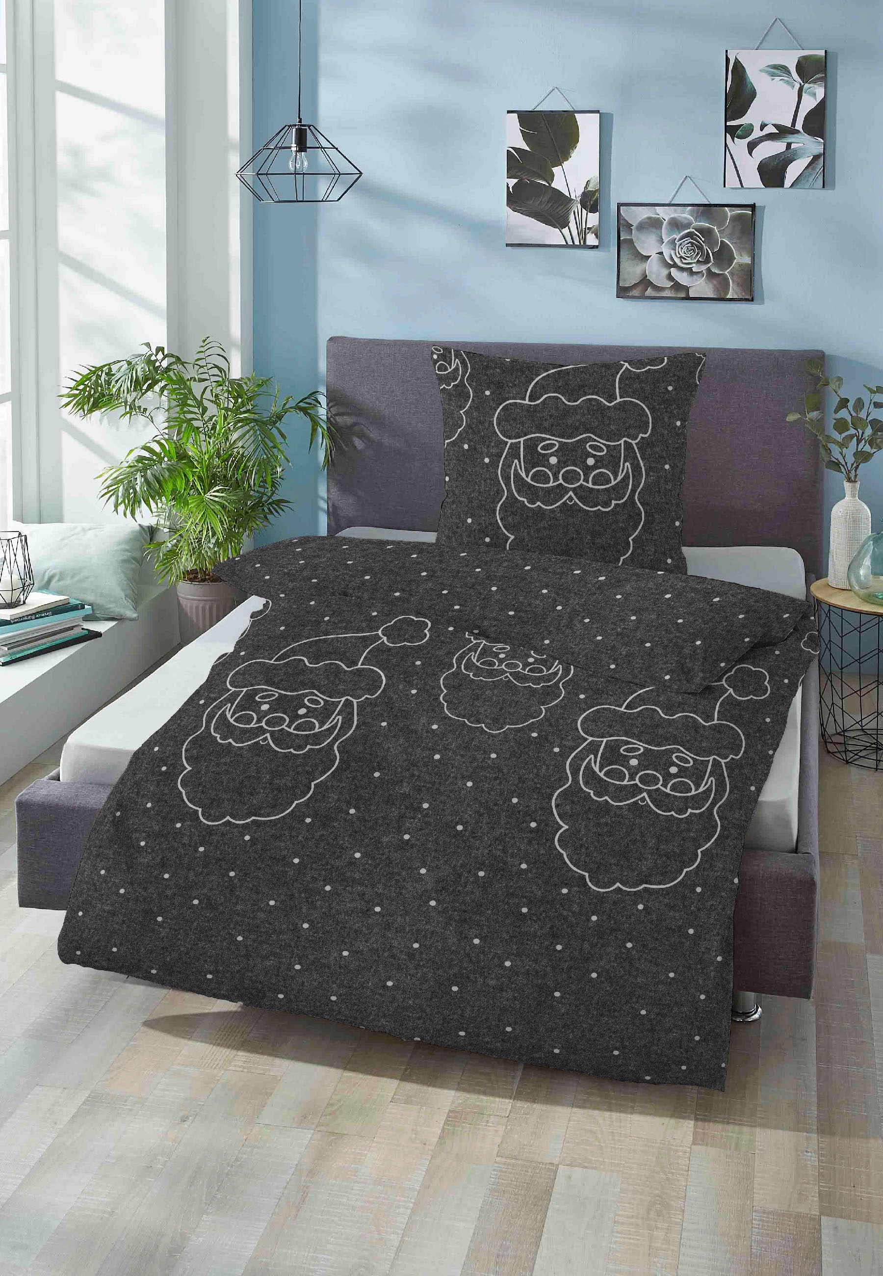 Biberna Bettwäsche "Xmas" 2 Stk. tlg. kuschelig warm, weich, Melange, 100% günstig online kaufen