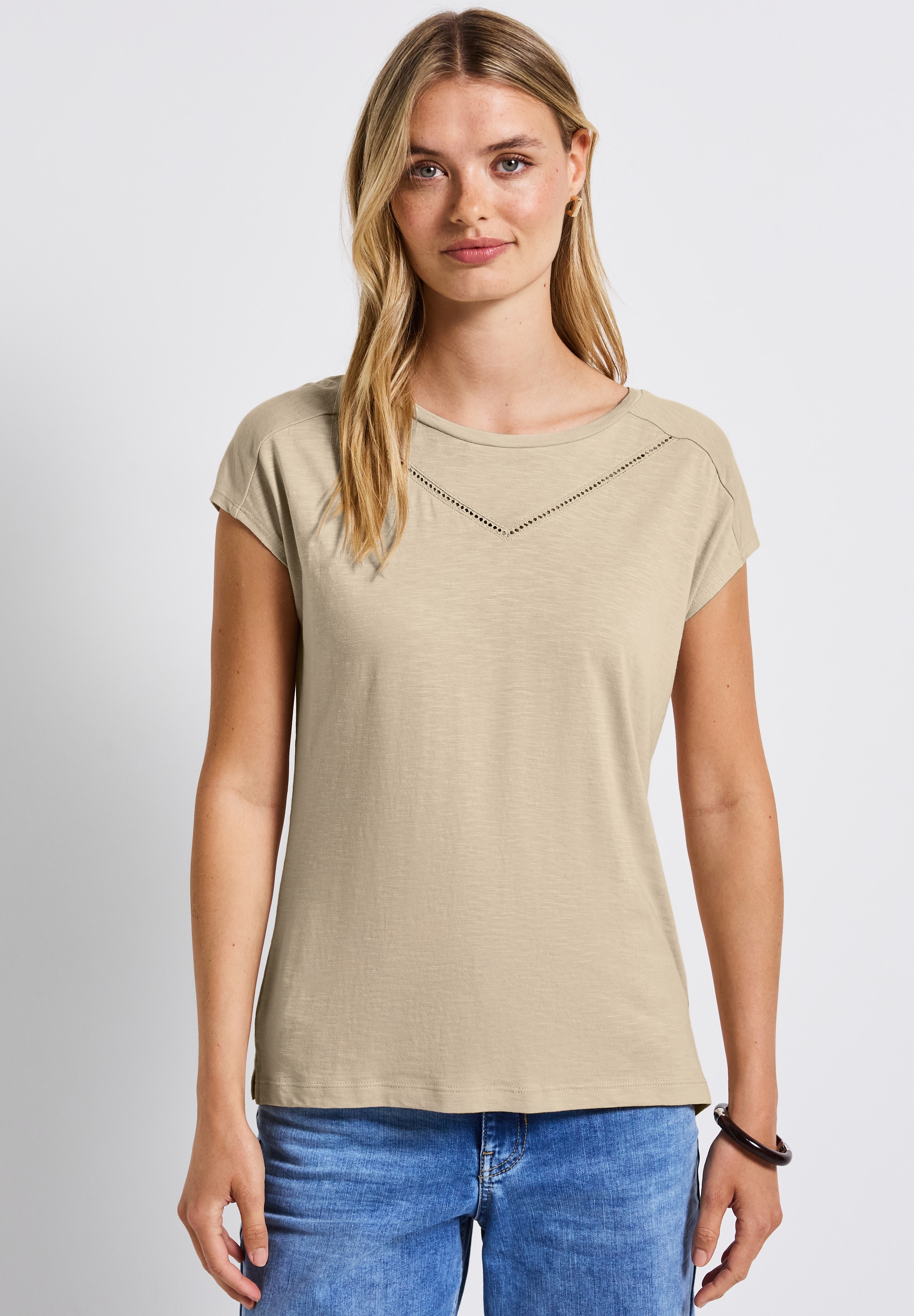 STREET ONE T-Shirt, mit Materialmix günstig online kaufen