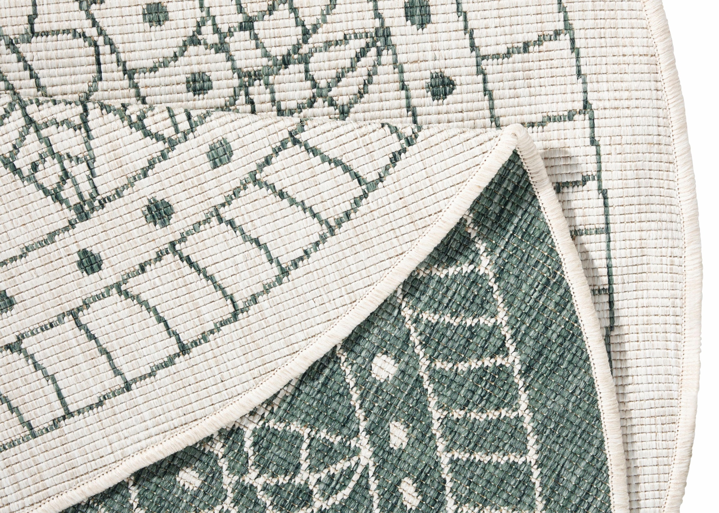 NORTHRUGS Teppich »Porto Wendeteppich«, rund, 5 mm Höhe, In-& Outdoor, Wetterfest, Balkon, Garten, Wohnzimmer, Wasserfest