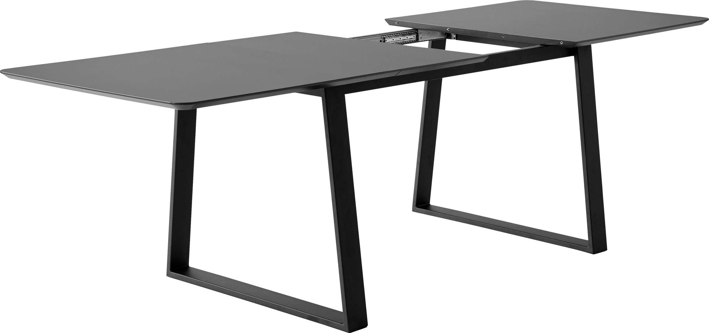 Hammel Furniture Esstisch »Meza Designtisch mit Auszugsfunktion und 2 Einlegeplatten«, abgerundete Tischplatte MDF, Trapez Metallgestell