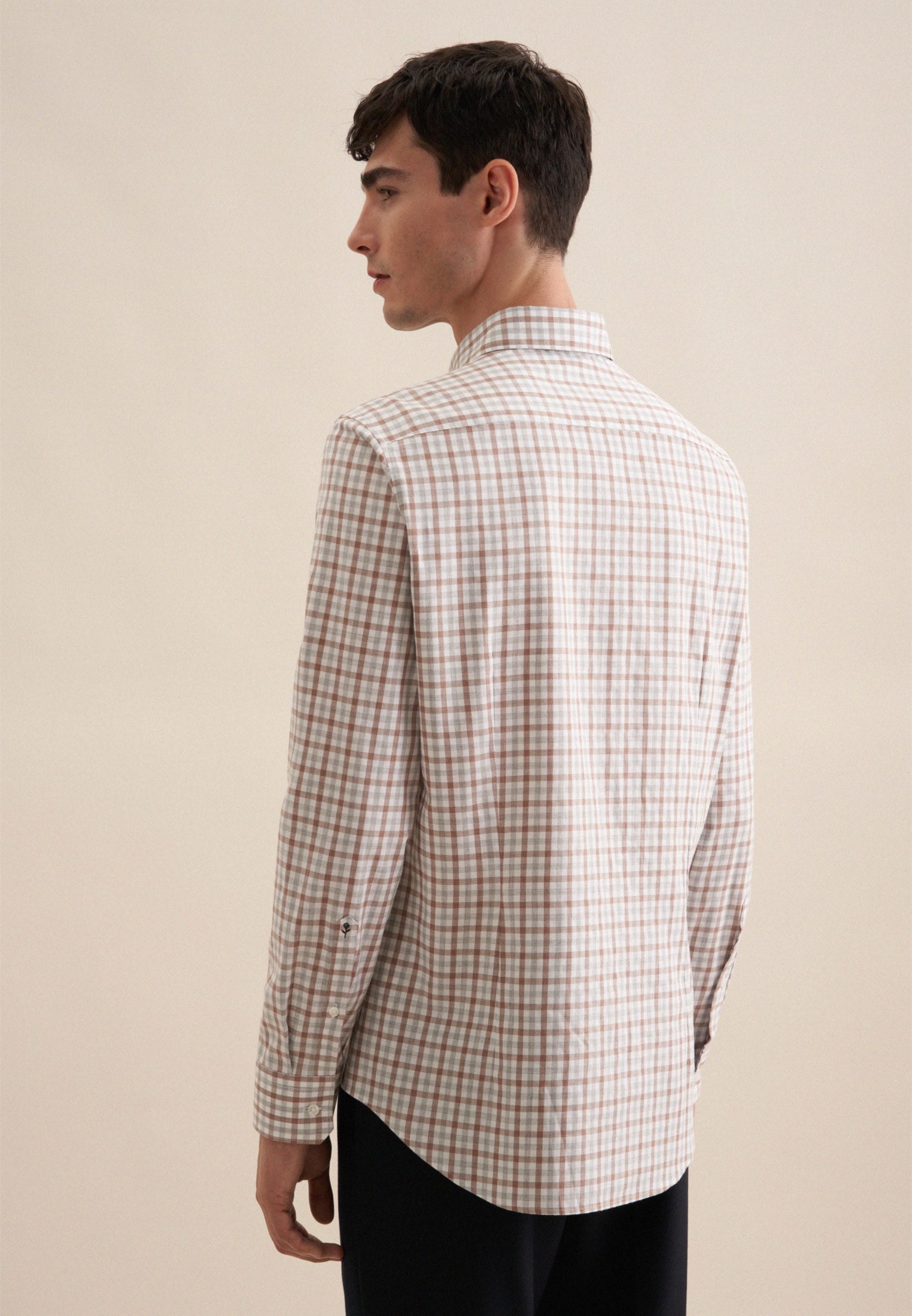seidensticker Flanellhemd »Slim«, Slim Langarm Button-Down-Kragen Karo