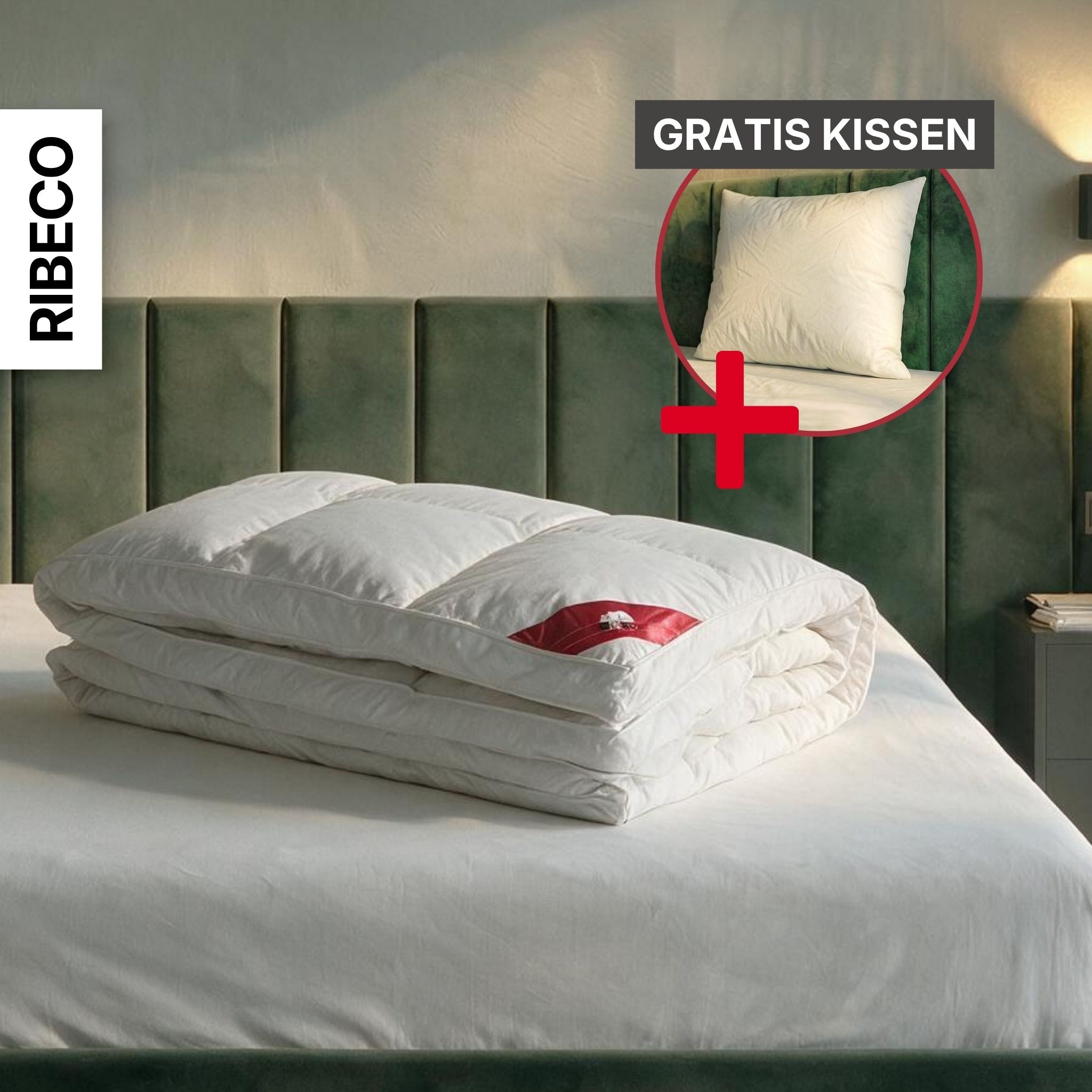 RIBECO Daunenbettdecke »Bettdecke in 135x200 und 155x220cm Topseller,« extrawarm Füllung 80Daunen20Federn 1 Stk. tlg. Daunen und Federn, Made in Germany, mit gratis 80x80 cm Kissen