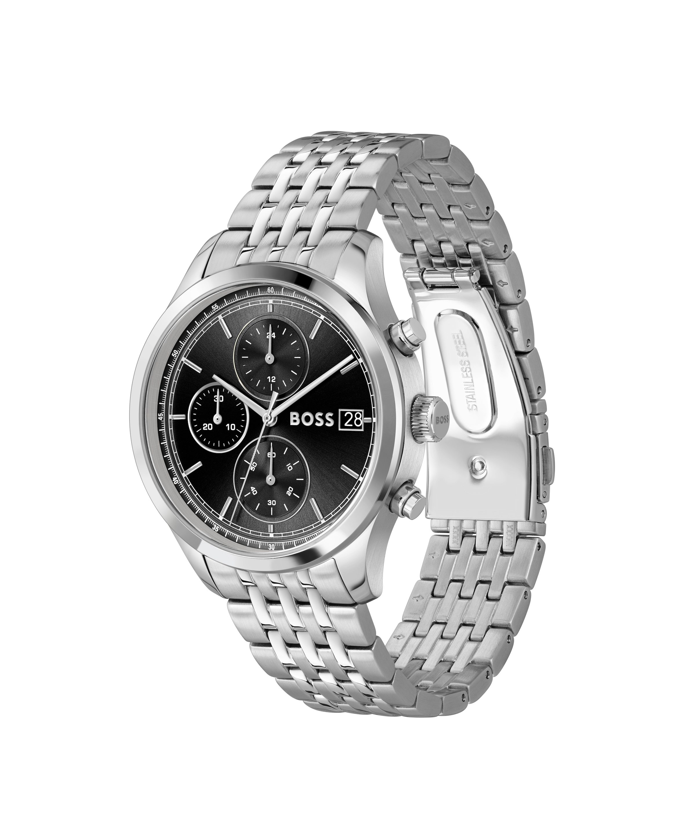 BOSS Chronograph »STRATUS« Quarzuhr, Armbanduhr, Herrenuhr, Edelstahlarmband, analog, Tag