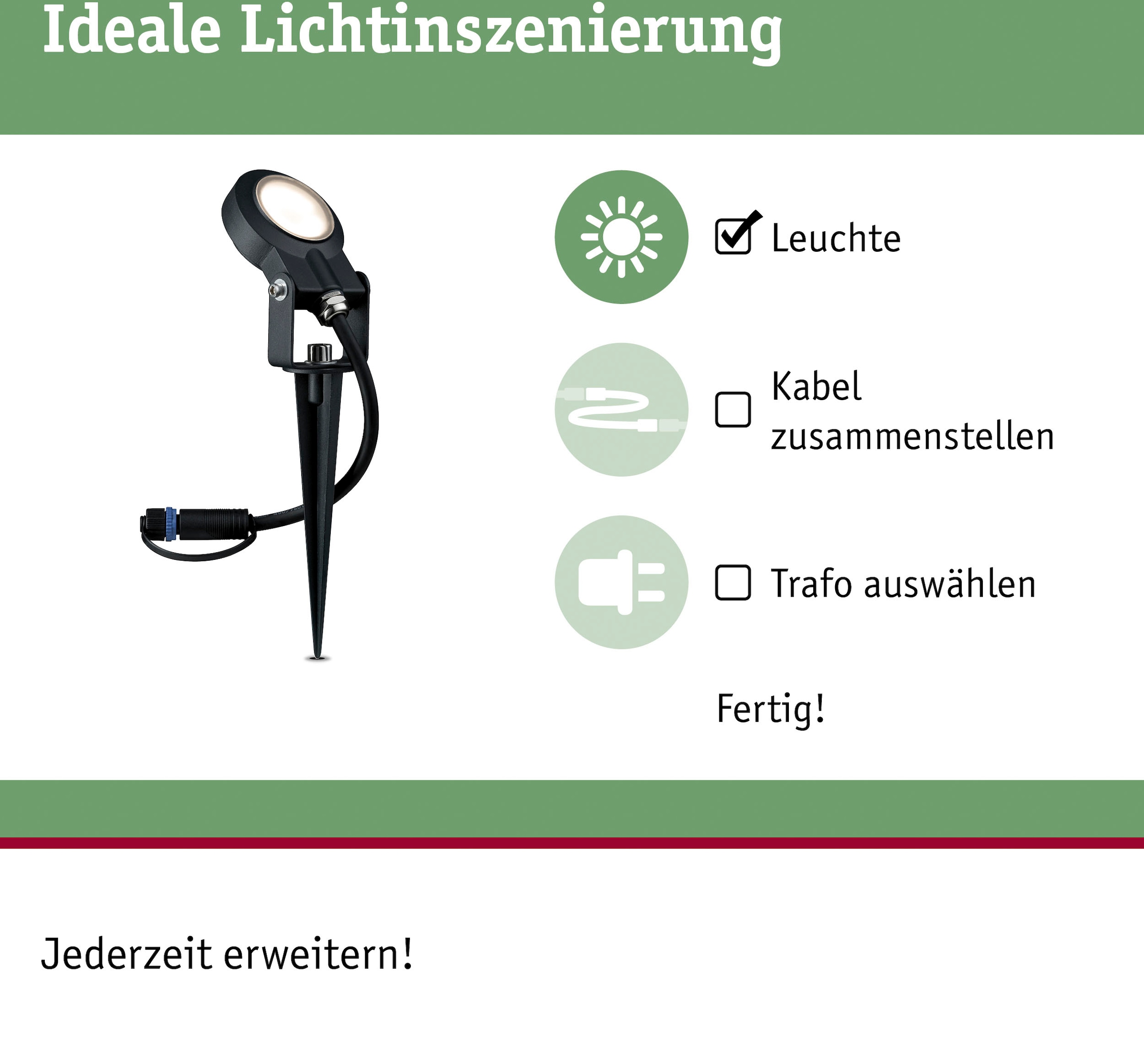 Paulmann LED Gartenstrahler »Plug & Shine«, 1 flammig, Leuchtmittel LED-Modul | LED fest integriert, LED-Modul, IP67 3000K 24V Anthrazit