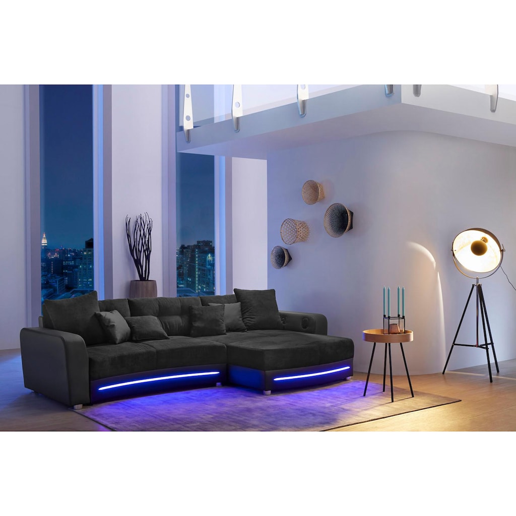 Jockenhöfer Gruppe Ecksofa Laredo, inklusive RGB-LED-Beleuchtung und Bluetooth-Soundsystem