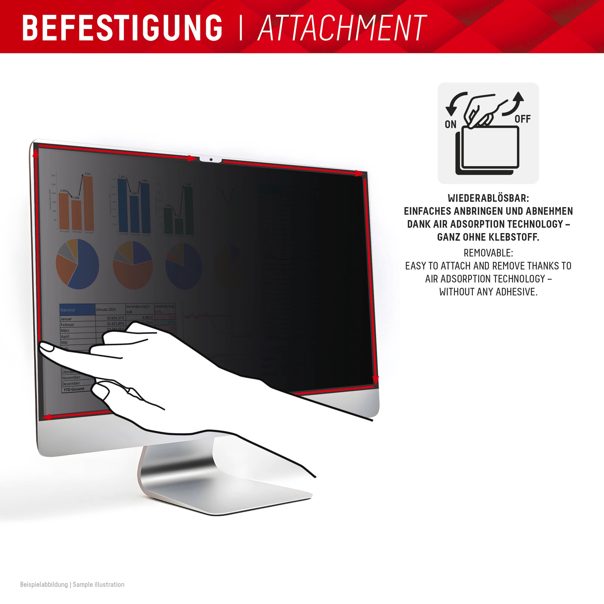 Displex Displayschutzfolie »Privacy Safe Blickschutzfilter«, für Apple iMac 24 M1-Apple iMac 24 M3-Apple iMac 24 M4, Blickschutzfolie, Schutzfolie, Bildschirmschutz, kratz- & stoßfest
