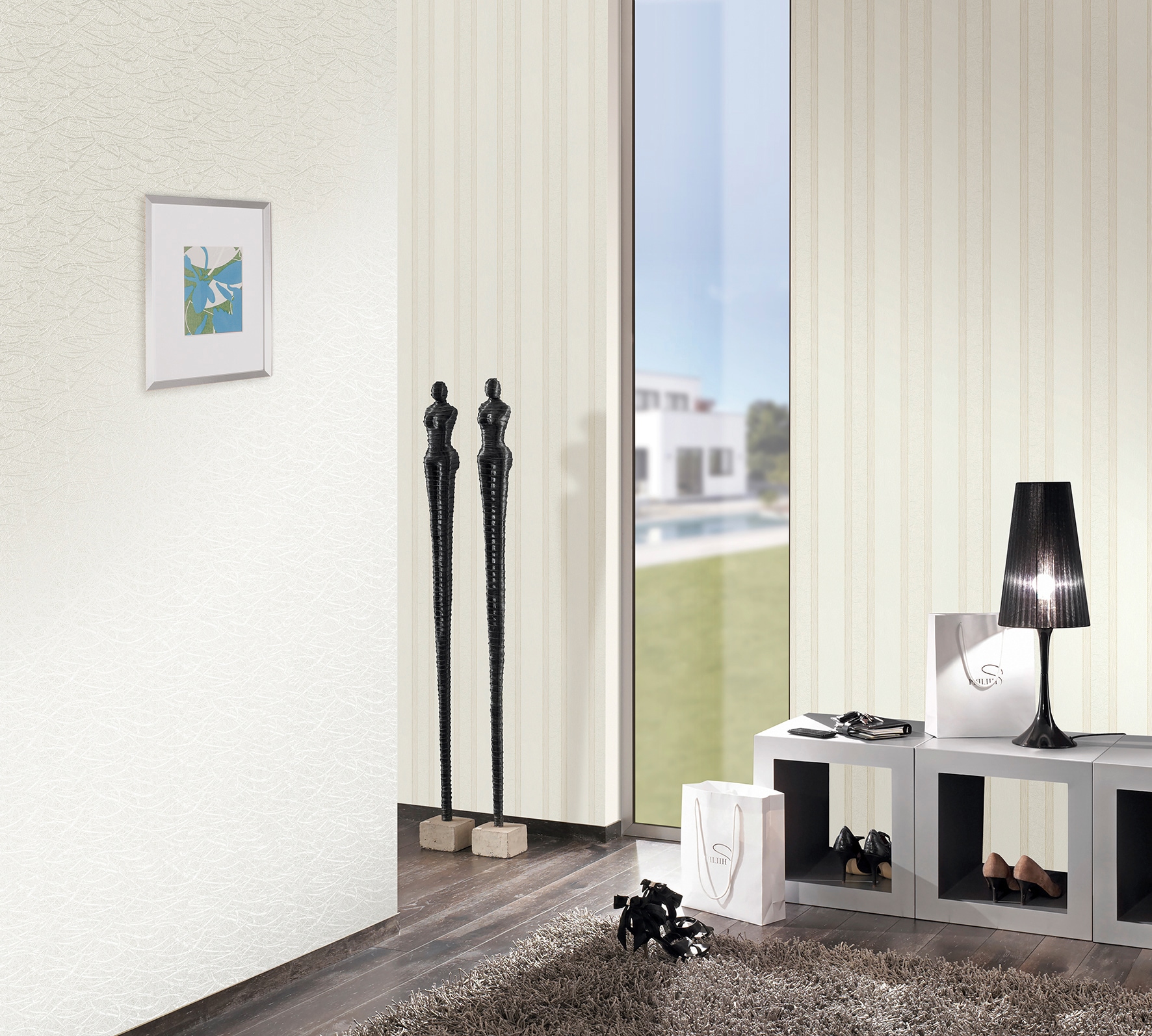 Marburg Vliestapete »Weiß-Beige«, Streifen, moderne Tapete für Wohnzimmer Schlafzimmer Küche