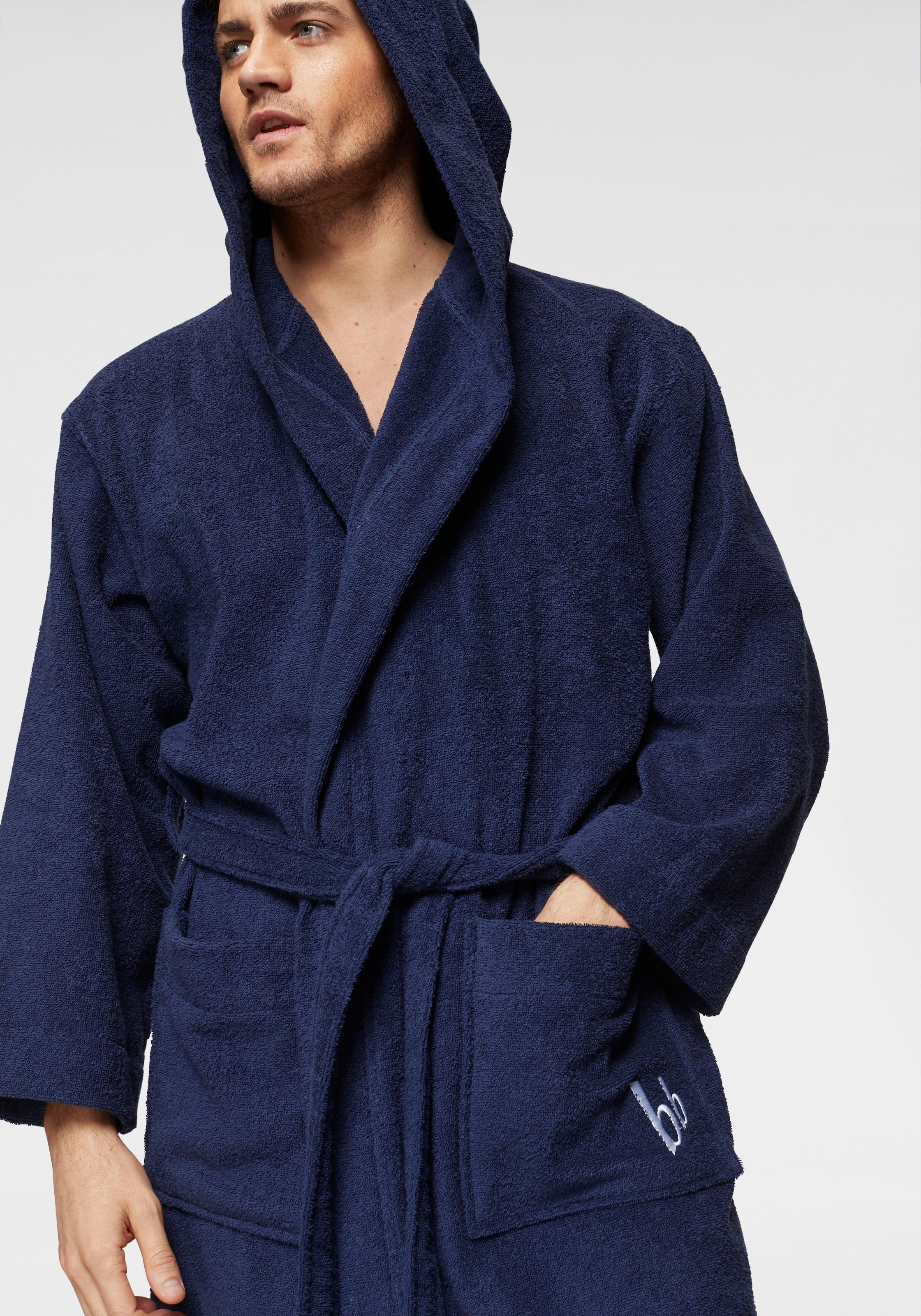 Bruno Banani Unisex-Bademantel »Robby, ideal für Sauna & Spa, Hotelbademantel, Morgenmantel«, (1 St.), Damen & Herren Bademäntel, Baumwolle, mit Taschen, Reise, Sauna, S-3XL