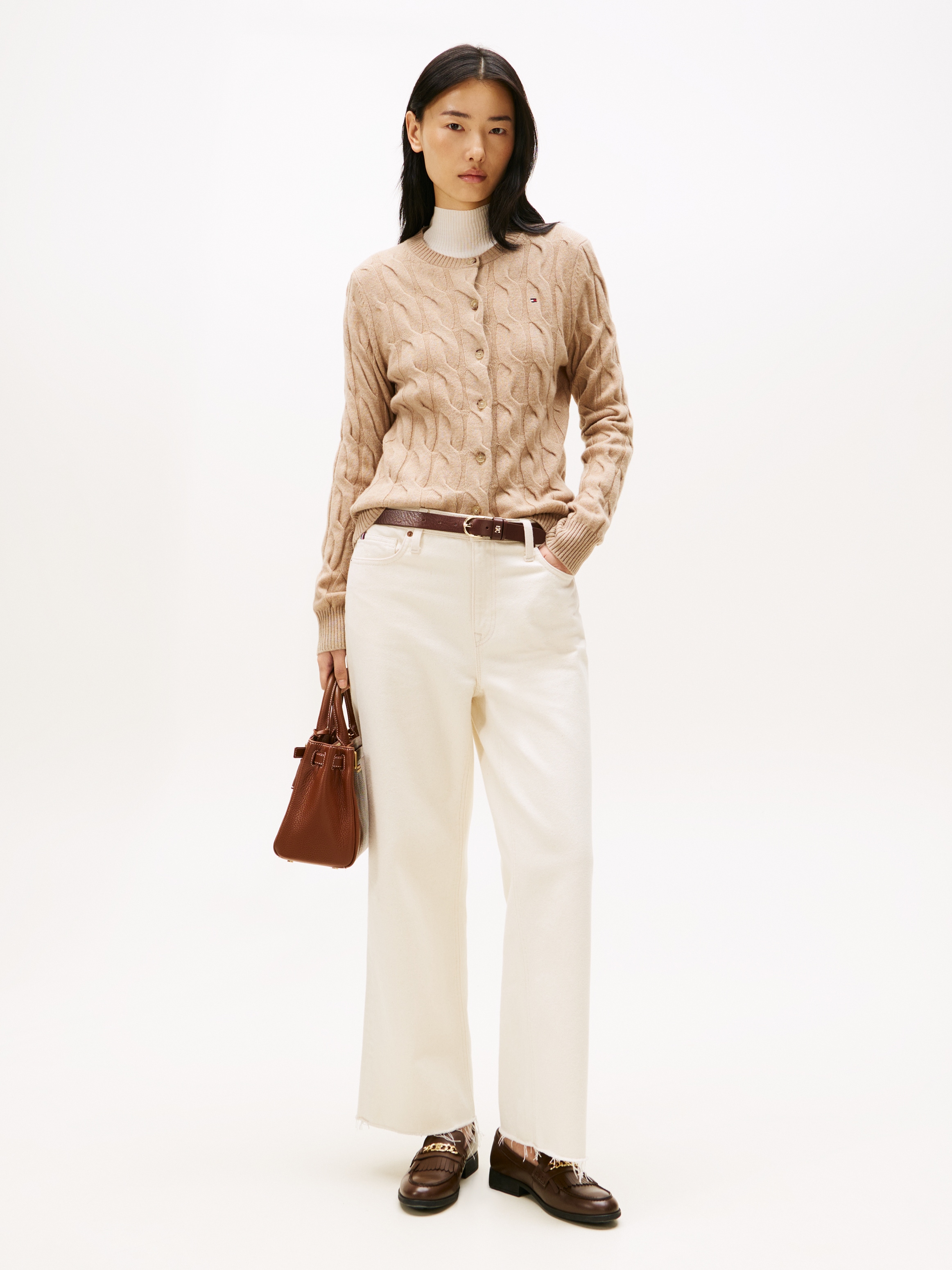 Tommy Hilfiger Strickjacke »SOFT WOOL CABLE C-NK LS CARDIGAN«, mit Zopfmuster, aus reiner Wolle
