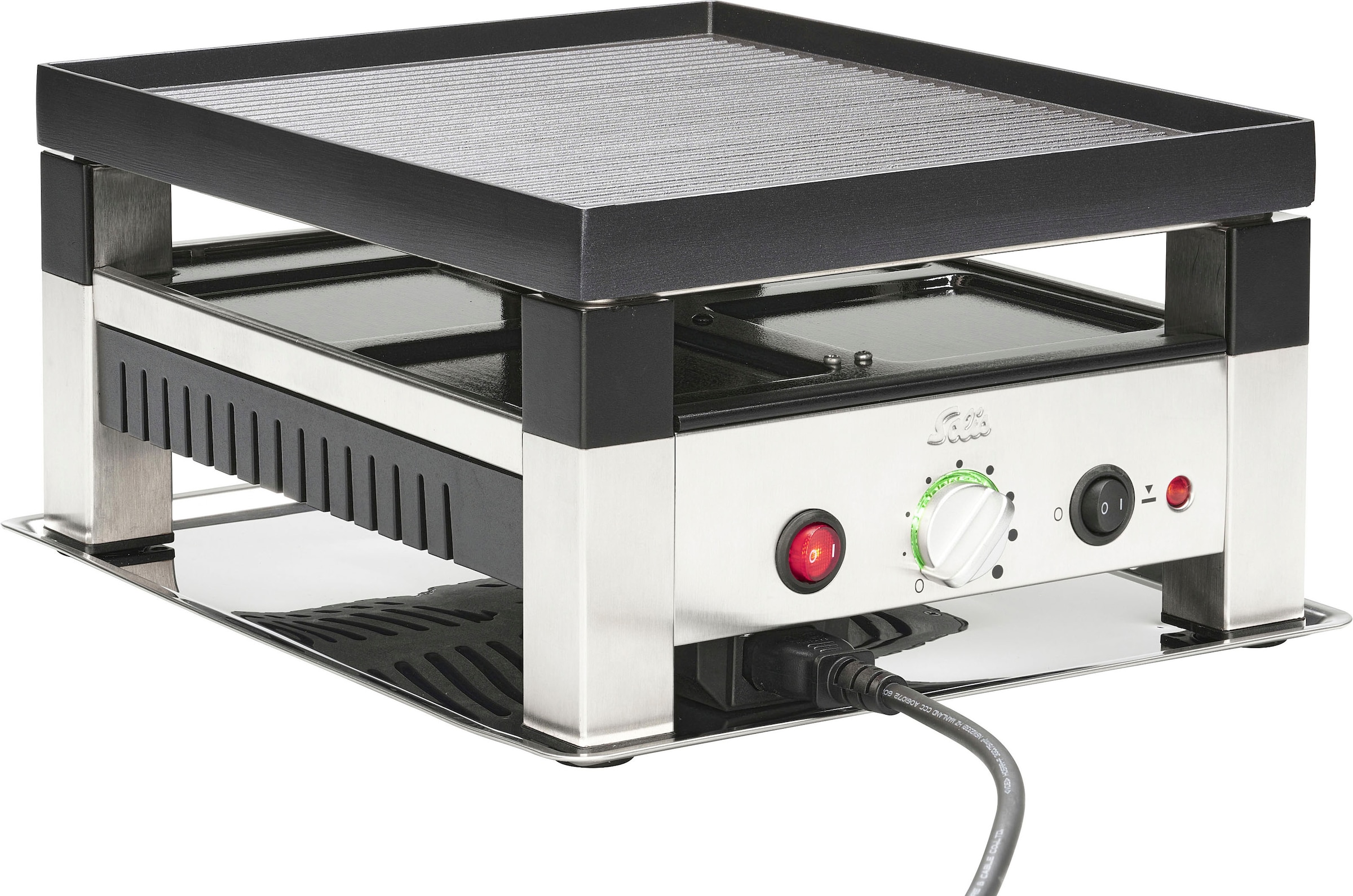 SOLIS OF SWITZERLAND Raclette »5 in 1 Table Grill for 4«, 4 St. Raclettepfännchen, 1020 W