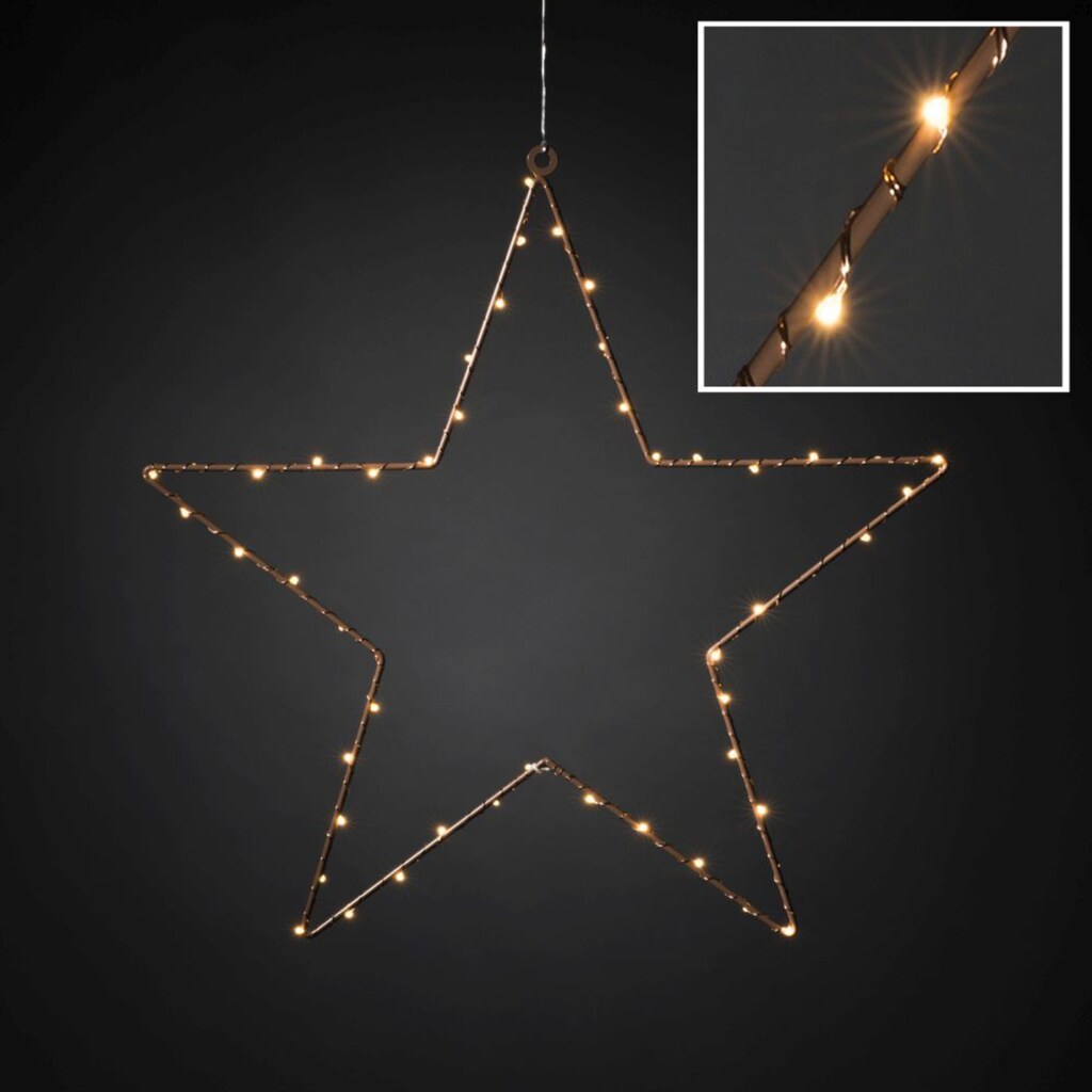 KONSTSMIDE LED Stern »LED Metallstern, mit 6h Timer«, kupferfarben lackiert, 5 Zacken, 50 bernsteinfarbene Dioden