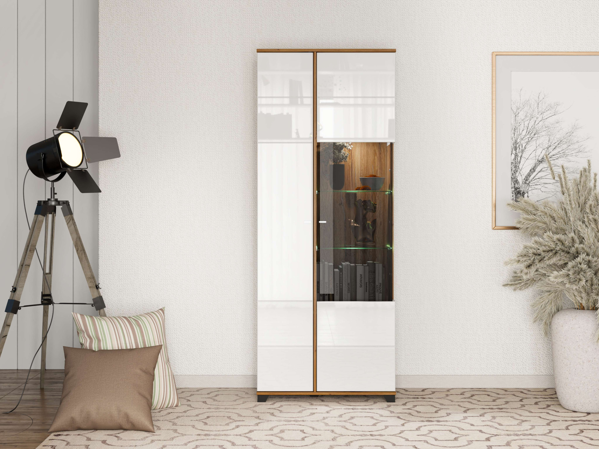 Home affaire Vitrine "Burgundy Vitrinenschrank, Standvitrine, Showcase" Hochglanzfronten, Glastür, Komplettes Innenleben