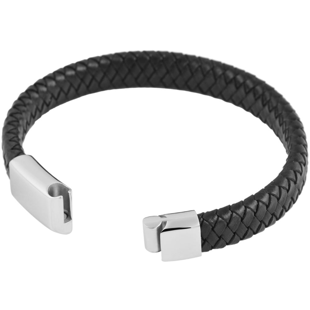 ADELIA ́S Damen Armreif "Unisex Armband – Armreif aus Leder 22 cm", 22cm, Lederschwarz, Leder, Armbänder, Ideal als Geschenk – dezent und elegant