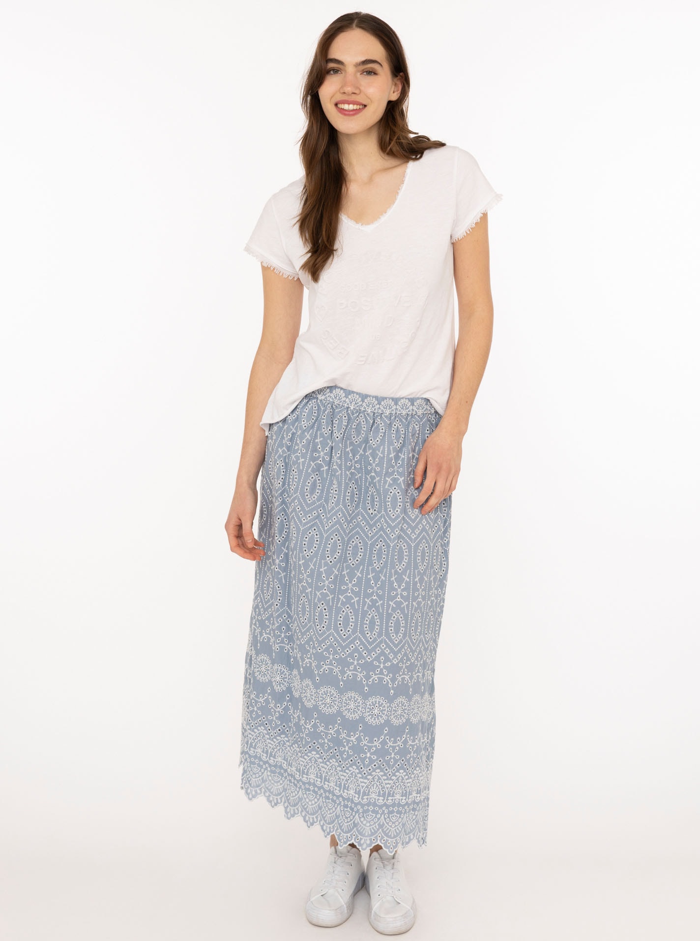 Zwillingsherz Maxirock ""Lochstickerei"" knöchellang, mit Lochspitze, elast günstig online kaufen