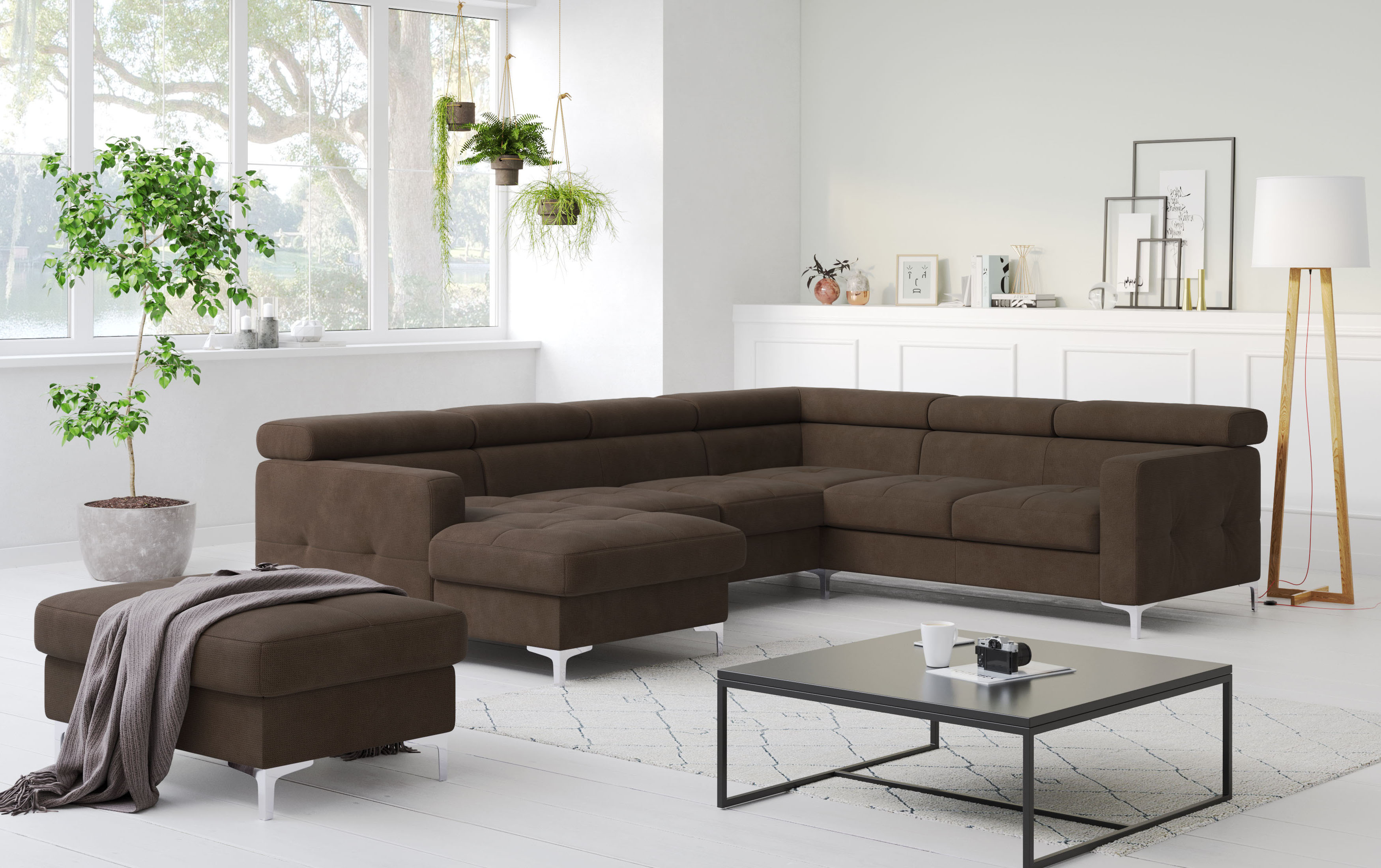 COTTA Wohnlandschaft "Sammy U-Form, B: 304 cm" Kopfteilverstellung, optional Schlaffunktion & Bettkasten