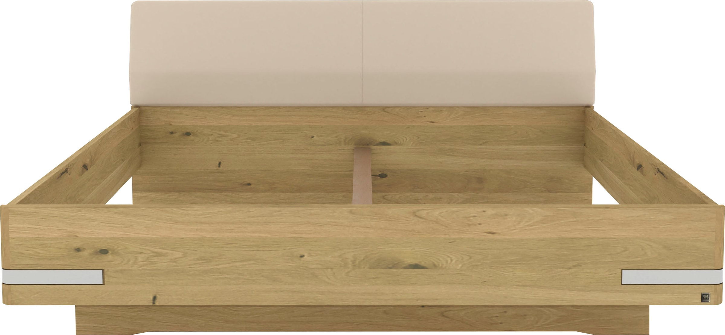Musterring Holzbett »Savona«, (Belastbarkeit 220 Kg, 4-fache Liegehöhenverstellung, MADE IN GERMANY), Kopfteil Kunstleder Champagner, Details in Chrom, verschiedene Größen