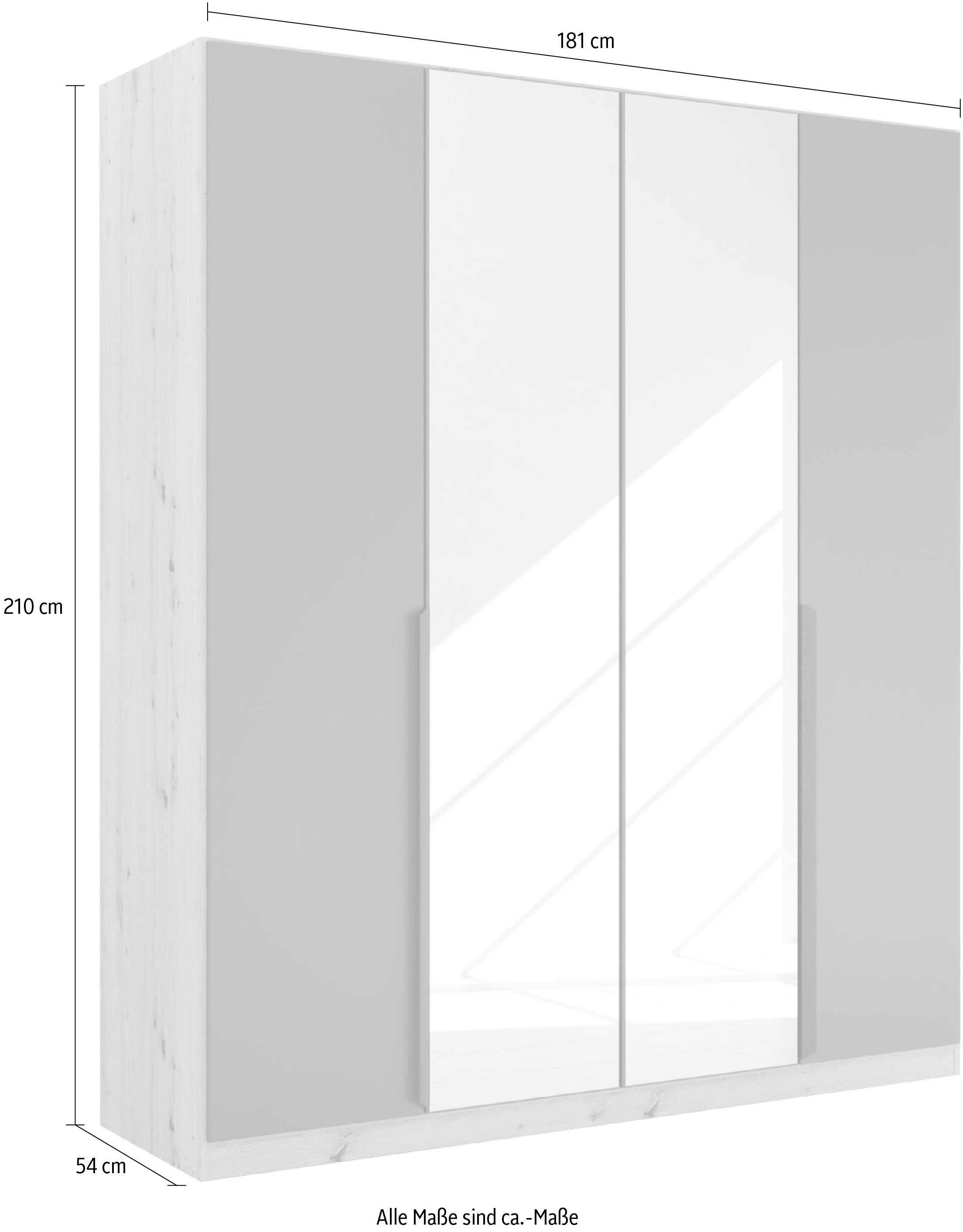 rauch Drehtürenschrank »Dark&Wood by Quadra Spin«, im Industrial Style mit Metallgriffstangen, mit Spiegel