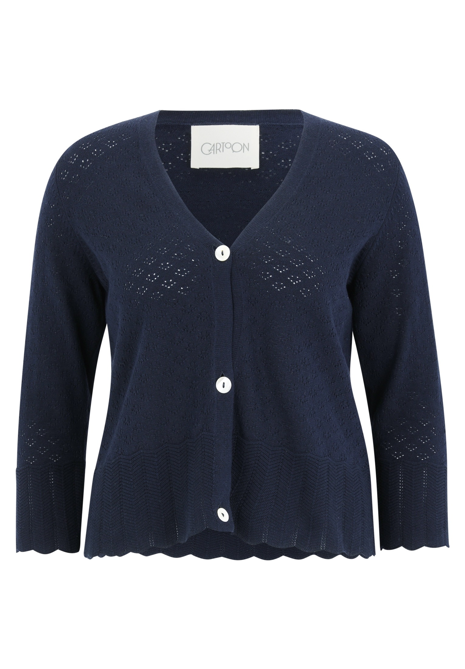 Cartoon Strickjacke »Cartoon Strick-Cardigan mit V-Ausschnitt«, Ajourmuster