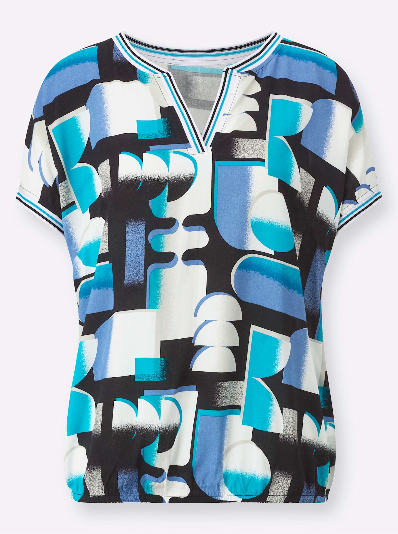 Inspirationen Women's Print Blouse Turquoise/Black Size 52 3