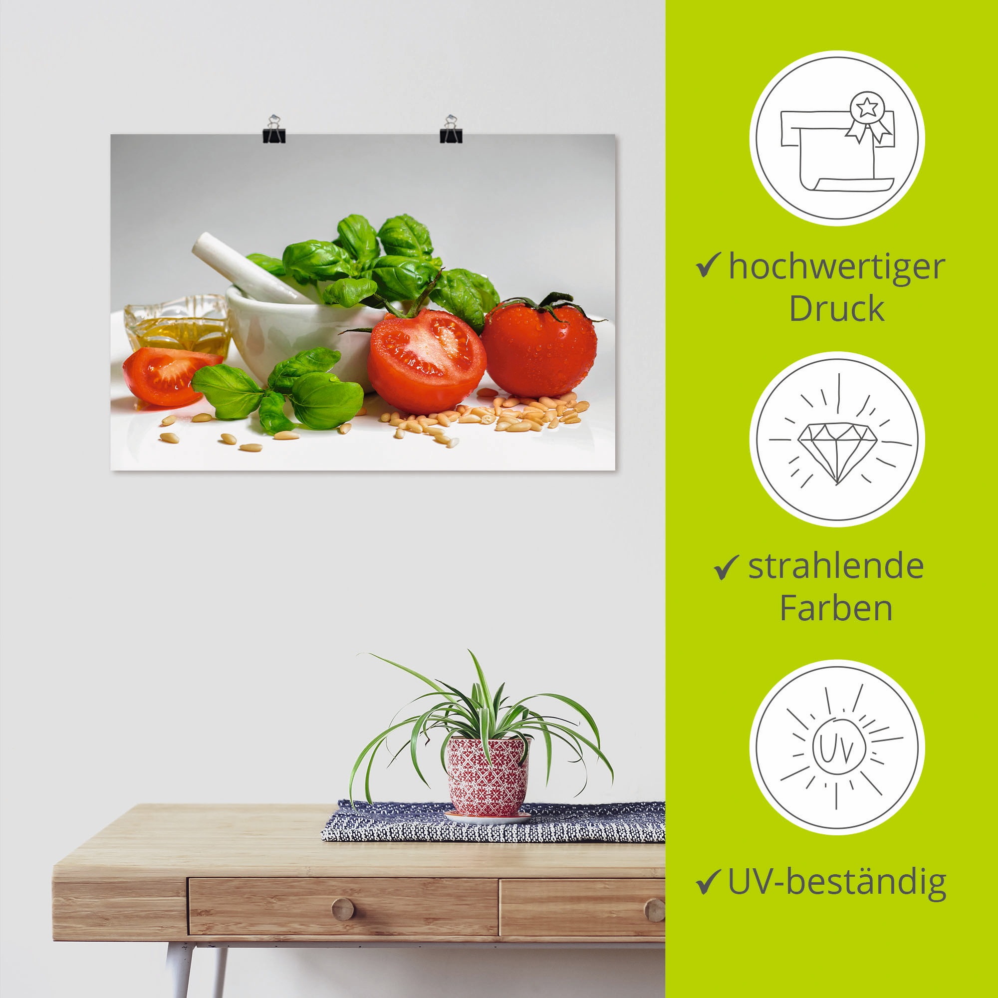 Artland Wandbild »Bereit für Pesto«, Lebensmittel, (1 St.), als Leinwandbild, Poster, Wandaufkleber in verschied. Größen