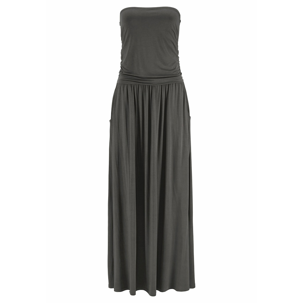 LASCANA Maxikleid, mit schmalem Oberteil und Taschen, schulterfrei, Sommerkleid, Basic