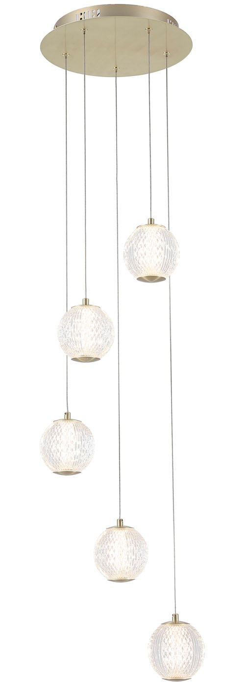 Searchlight LED-Hängeleuchte »Hängeleuchte Allure, 5-flammig« LED-Modul 1 Stk. Warmweiß Eiskugel-Optik