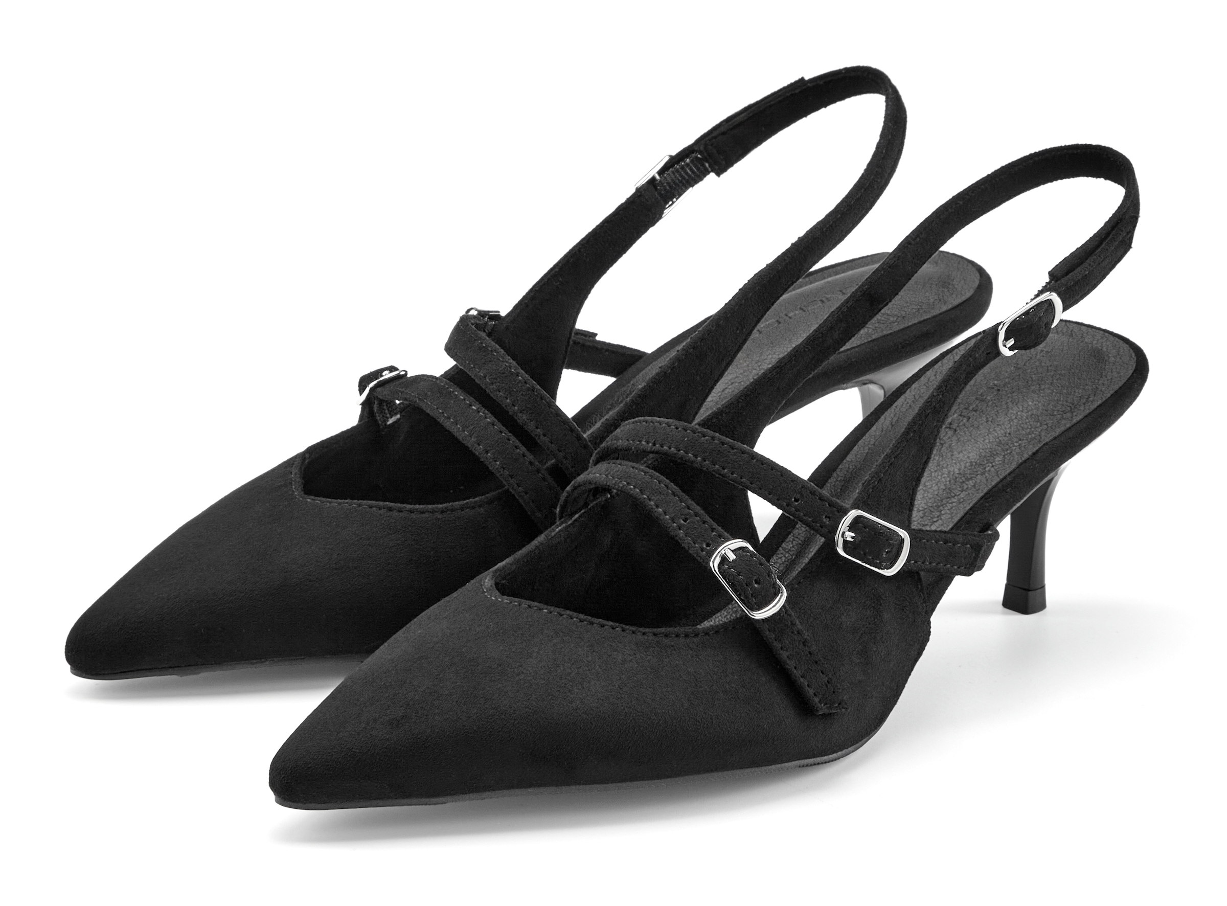 French Connection Slingpumps »Slingback-Pumps, Sling-Sandalette, Riemchen-Pumps, Kitten Heels«  Fersenriemchen-Schuh in edler Velours-Optik mit Kitten-Heel-Absatz