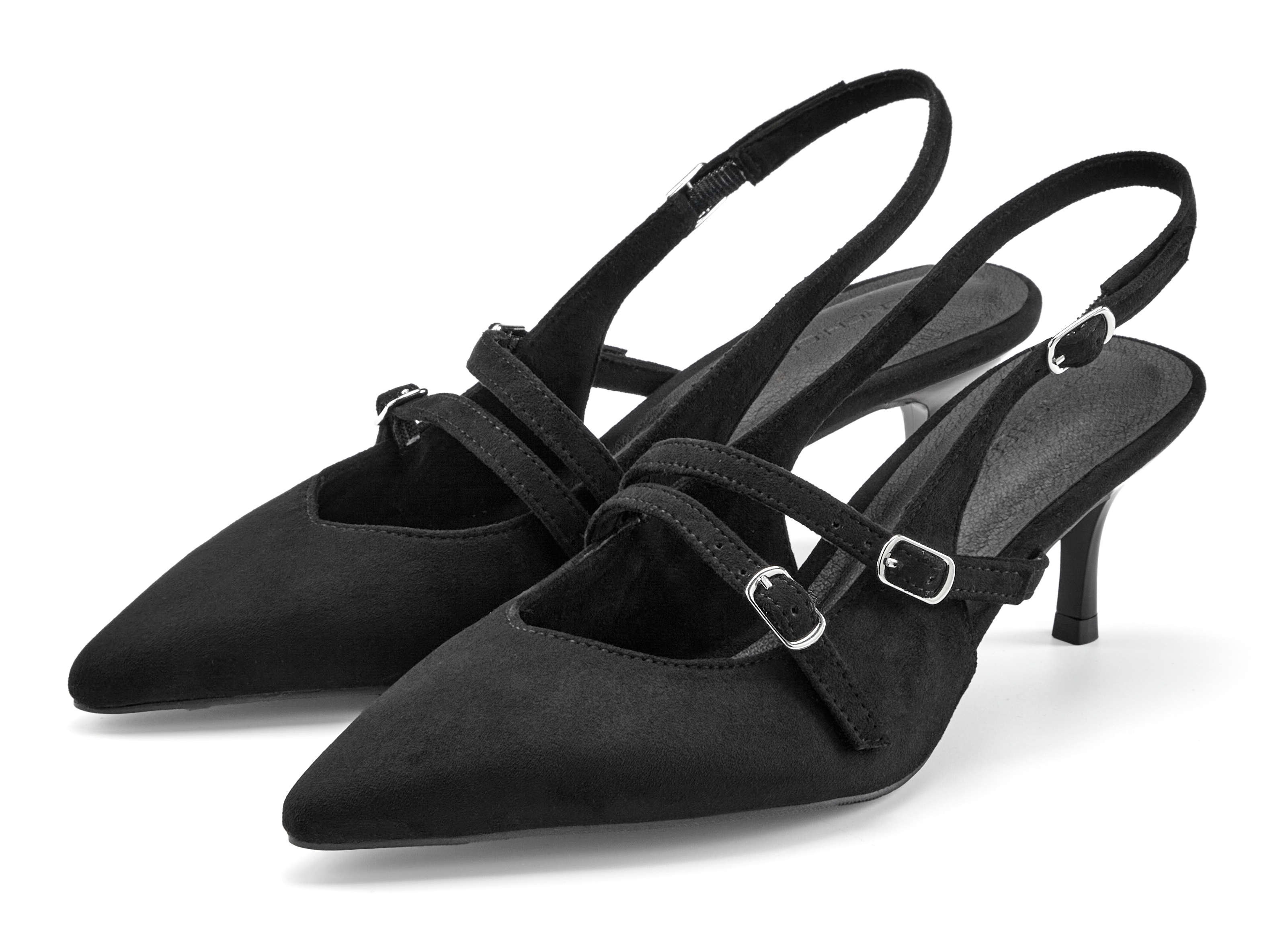 French Connection Slingpumps "Slingback-Pumps, Sling-Sandalette, Riemchen-Pumps, Kitten Heels" Fersenriemchen-Schuh in edler Velours-Optik mit Kitten-Heel-Absatz