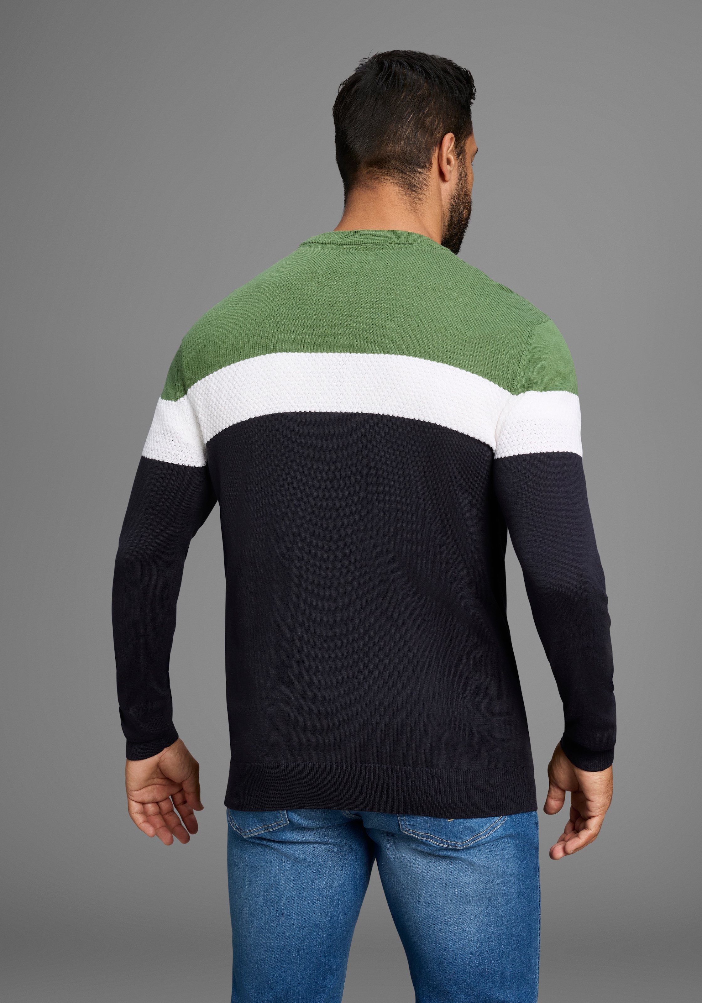 H.I.S Rundhalspullover »neue Farben!«, Colorblocking, in leichter Strickqualität